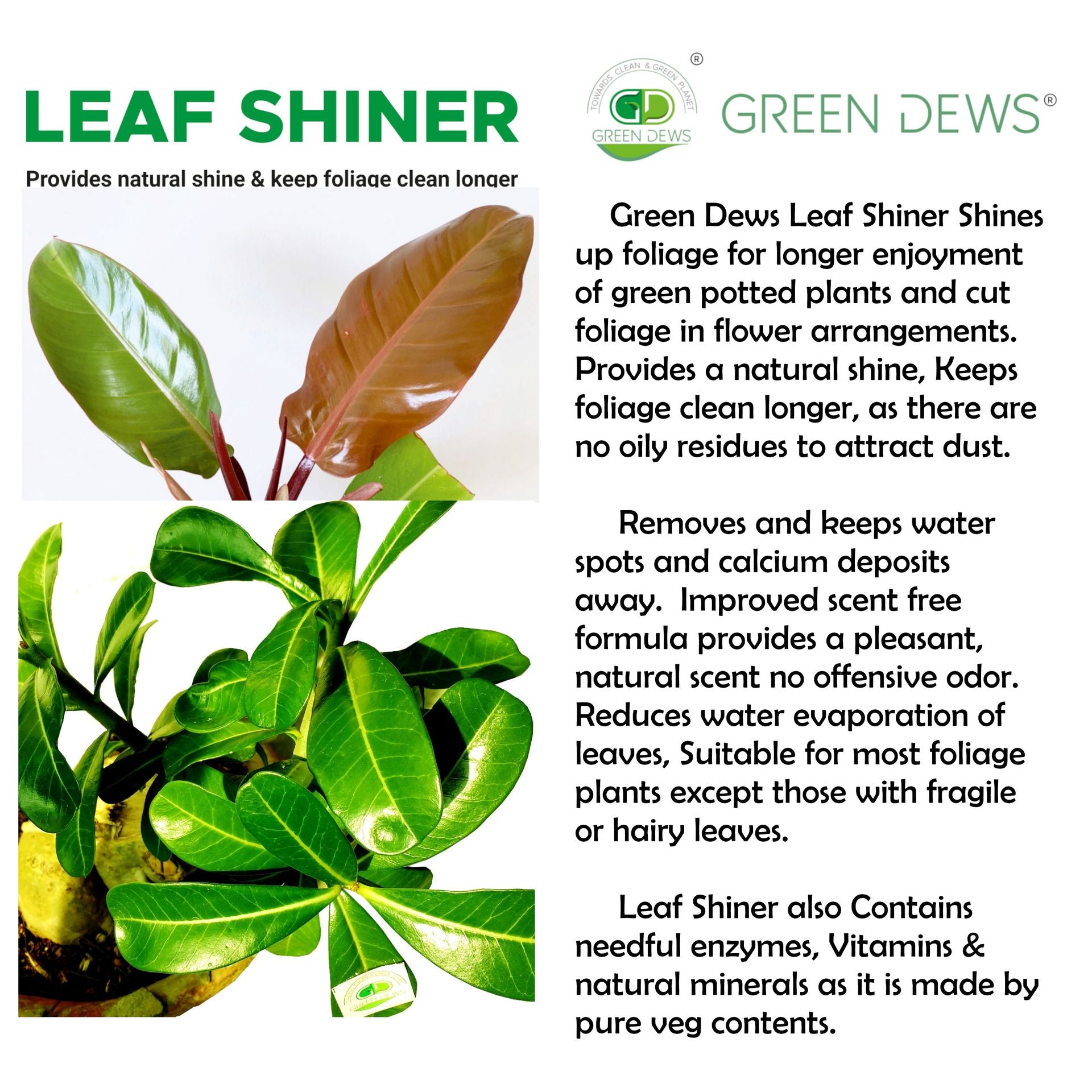 Green Dews Leaf Shine Spray For Plants Shiny Glossy Leaves Leaf Shiner Leaf Glow Shines Foliage Organic Liquid No Oil Content - hfnl!fe