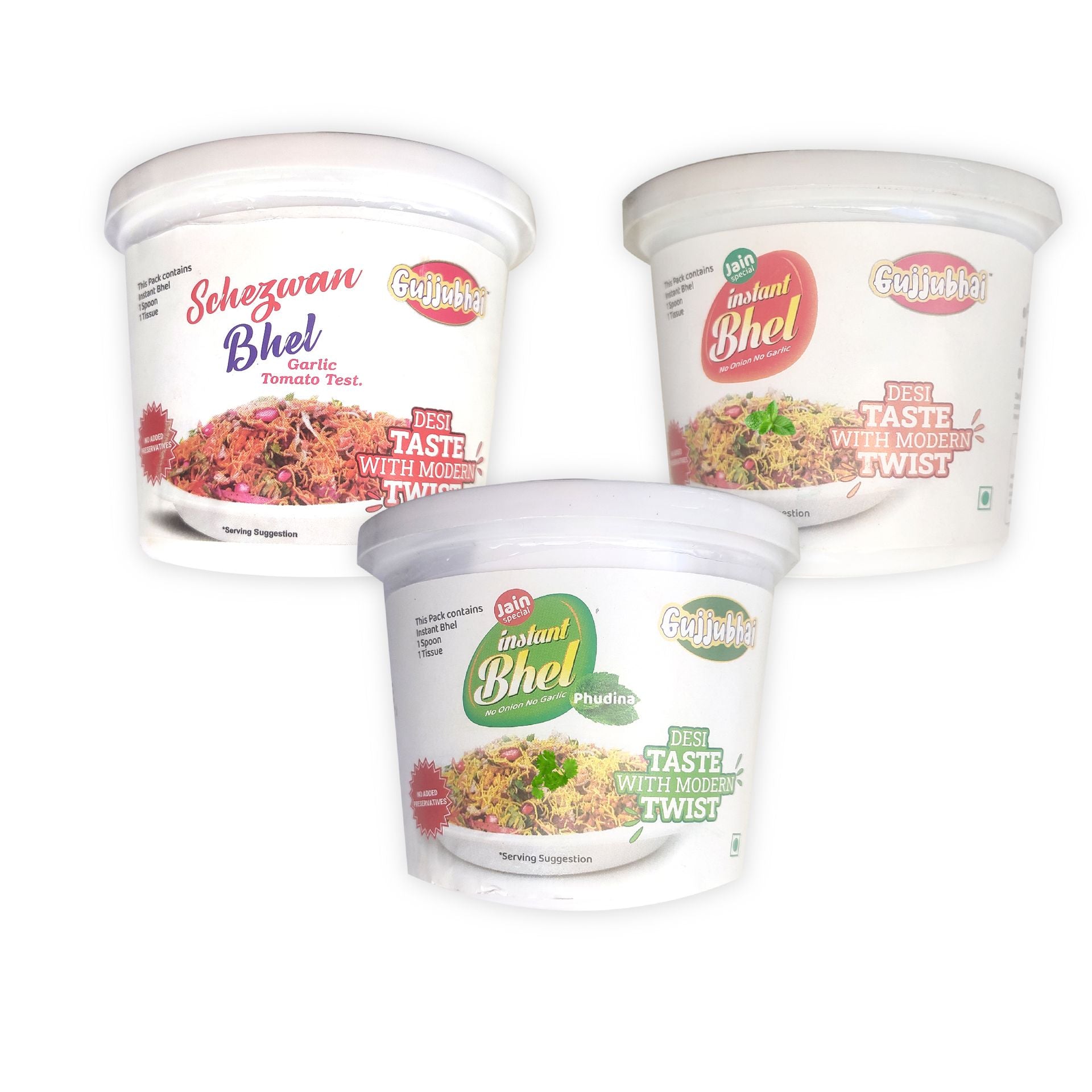 Gujjubhai Instant Bhel, Desi taste with modern twist combo ( 3x40G) - hfnl!fe
