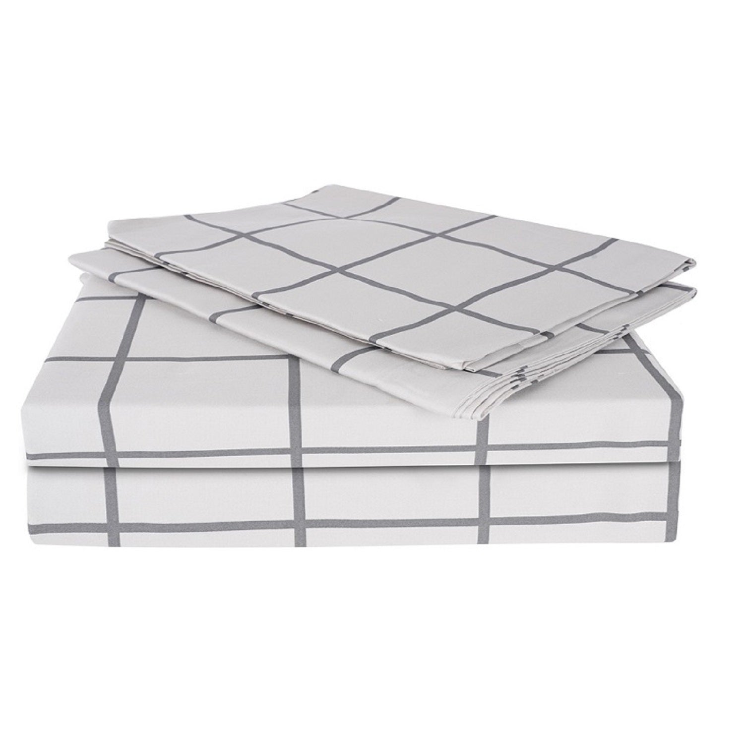 Swaas 100% Pure Cotton Window Pane Grey / Black Bedsheet Set - hfnl!fe