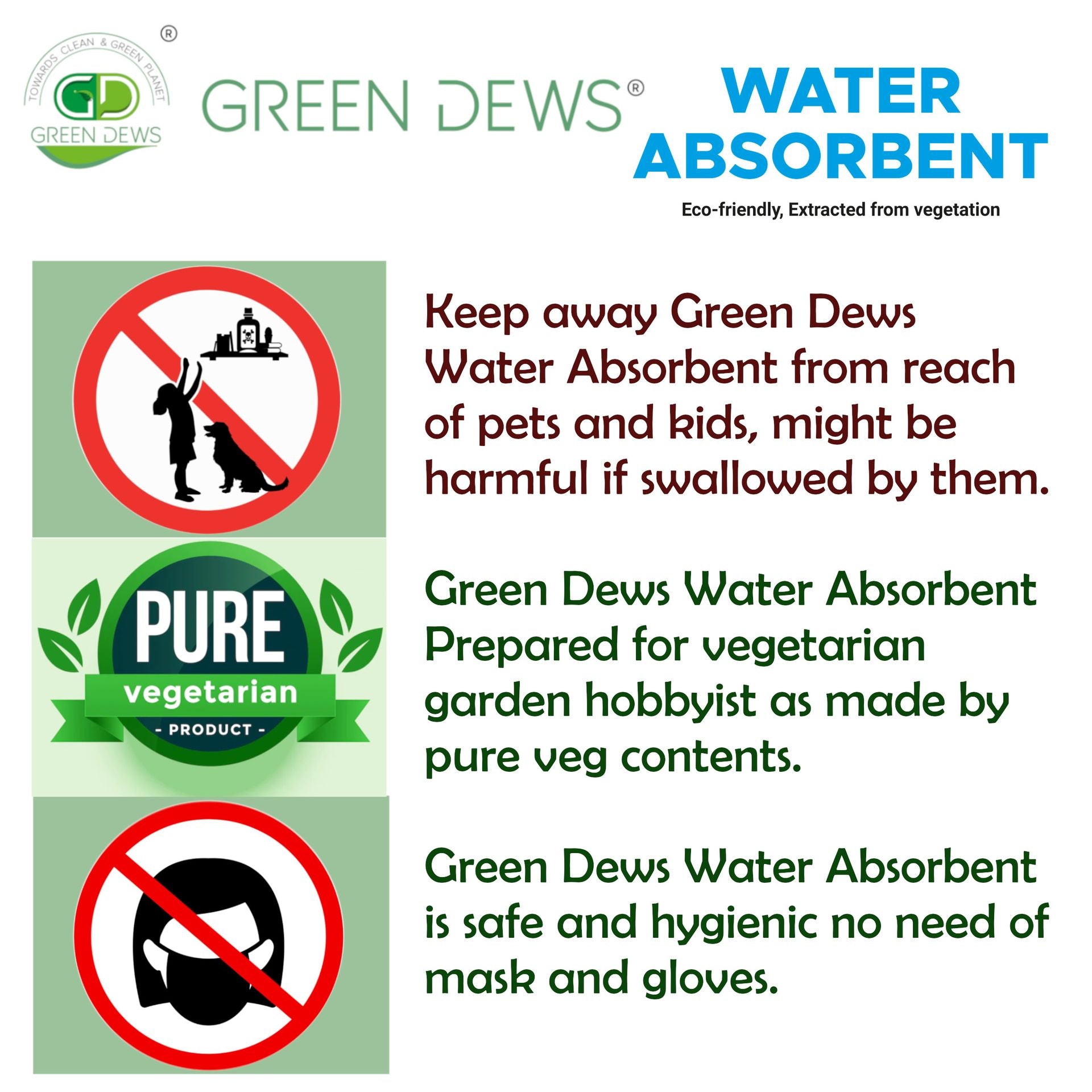Green Dews Hydrogel Substitute 100% Natural Water Absorbent extracted from vegetation for home garden and plants - hfnl!fe