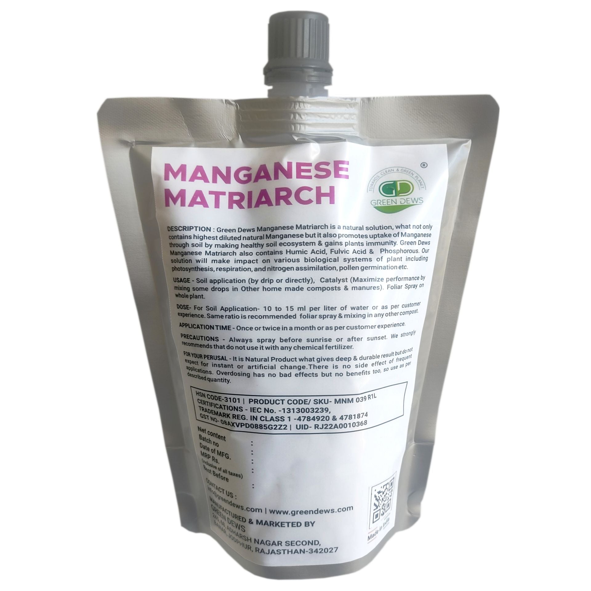 Green Dews Manganese Fertilizer For Plants Organic Liquid MANGANESE MATRIARCH Substitute Of Manganese Sulphate Edta Chelated Manganese Micro Nutrient - hfnl!fe