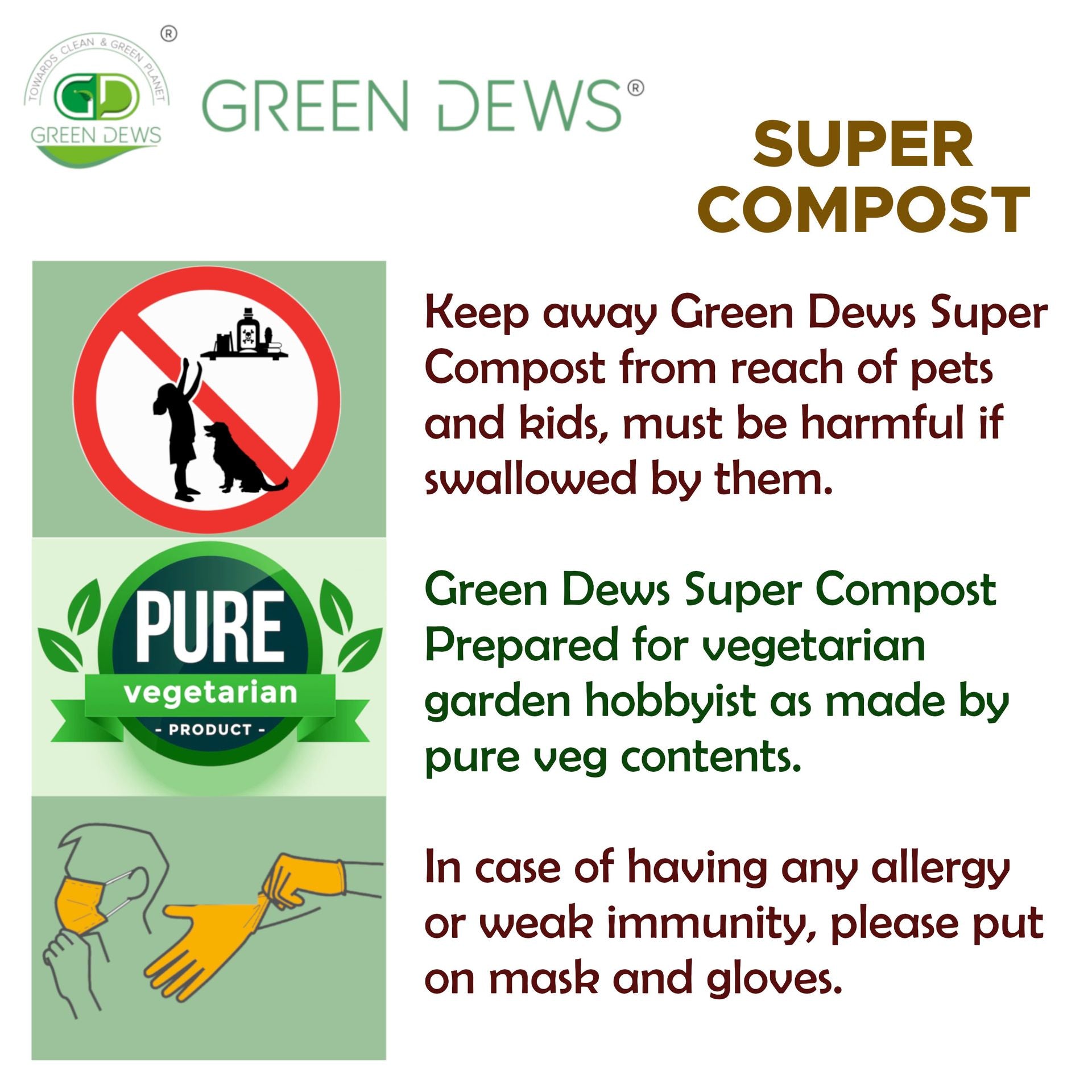 GREEN DEWS SUPER COMPOST BALANCED FERTILIZER NATURAL PLANT GROWTH PROMOTER MICRO & MACRO NUTRIENTS - hfnl!fe