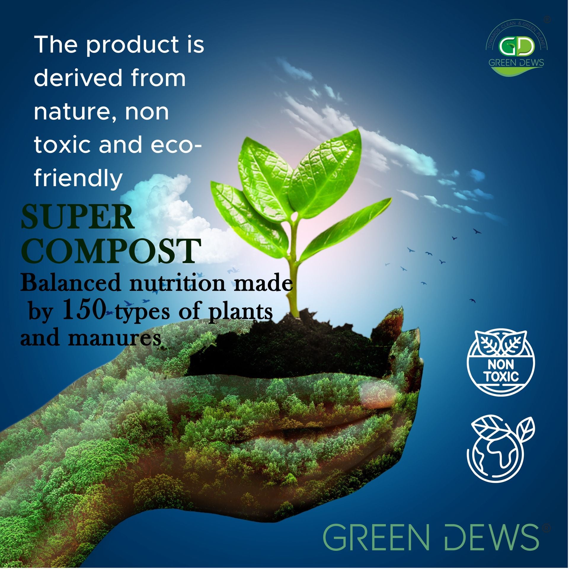 GREEN DEWS SUPER COMPOST BALANCED FERTILIZER NATURAL PLANT GROWTH PROMOTER MICRO & MACRO NUTRIENTS - hfnl!fe