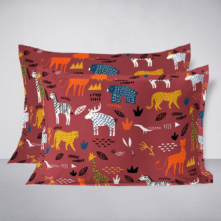 Swaas Forest Friends 100% Cotton Antimicrobial Kids Pillow Covers - hfnl!fe