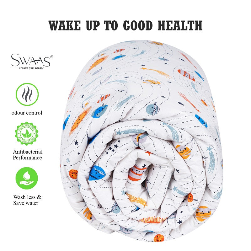 Swaas Space Galaxy 100% Cotton Antimicrobial Kids Reversible Quilt - hfnl!fe