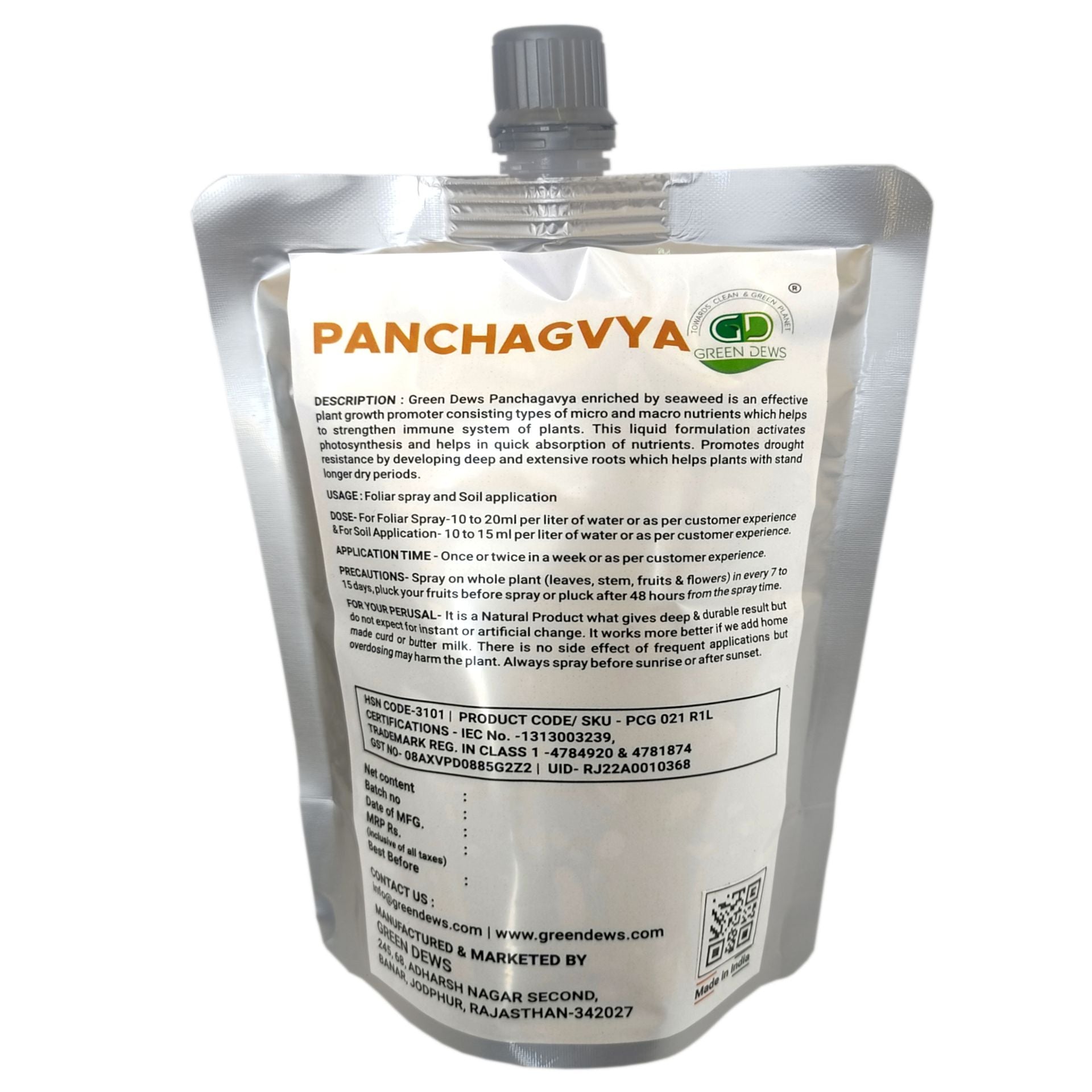 Green Dews Panchagavya Organic Fertilizer Plant Growth Promoter Enriched with Seaweed for home garden - hfnl!fe