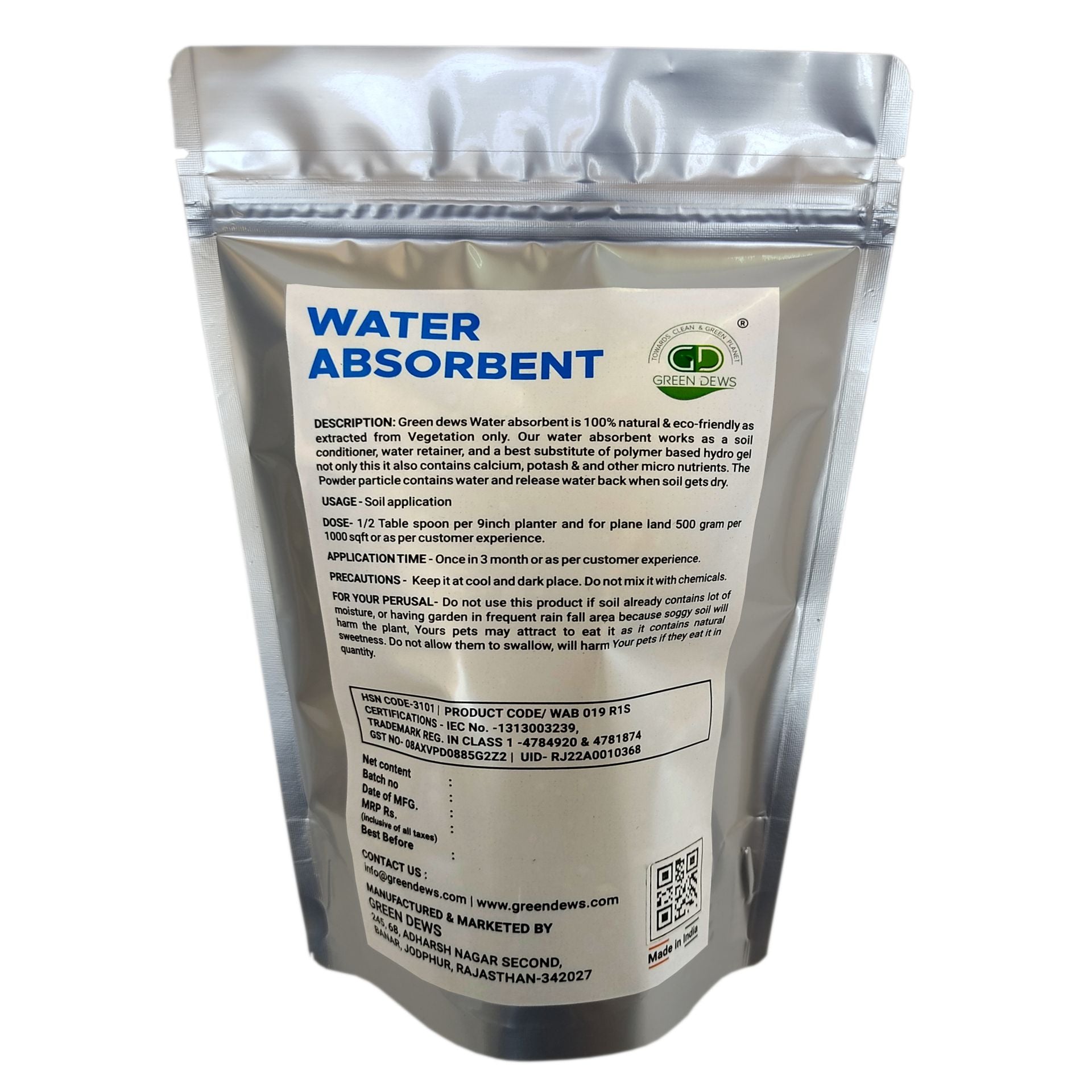 Green Dews Hydrogel Substitute 100% Natural Water Absorbent extracted from vegetation for home garden and plants - hfnl!fe