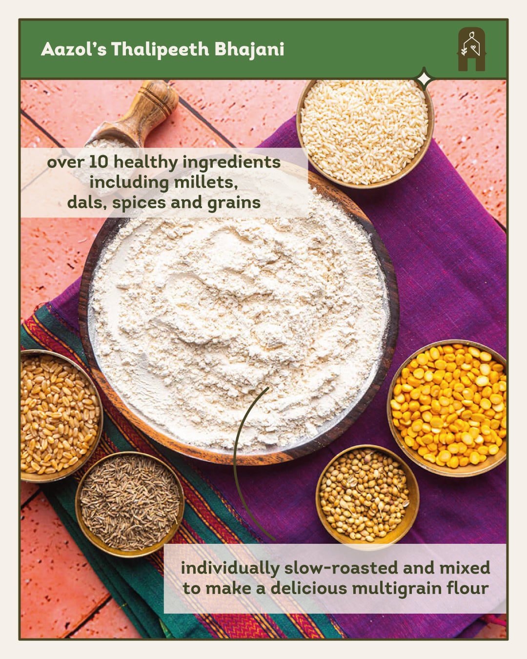 Thalipeeth Bhajani: Multigrain Flour Mix (Pack of 2) 1 kg - hfnl!fe