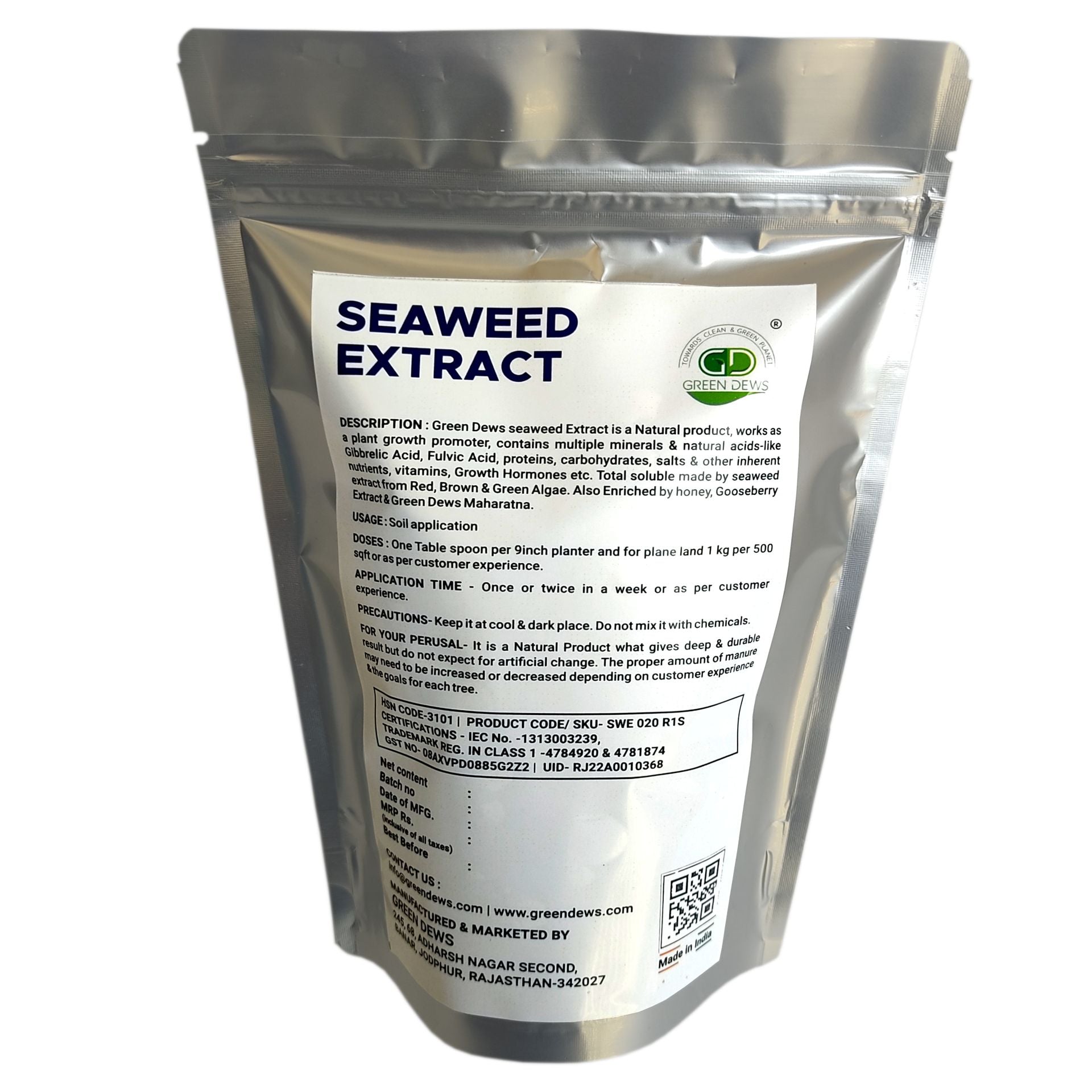 Green Dews Seaweed Extract Fertilizer For Plants And Garden Powder Form Extra Enriched Comparing to Seaweed Granules - hfnl!fe