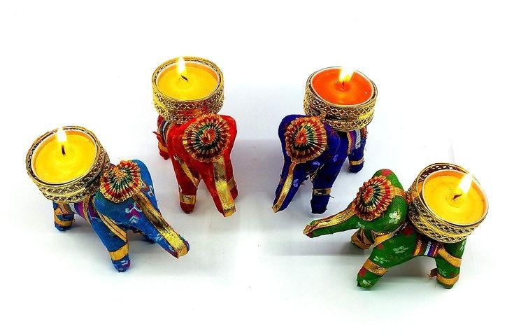 Shivi Arts Elephant Diyakosh chunri Diwali diya stand- set of 4 - hfnl!fe