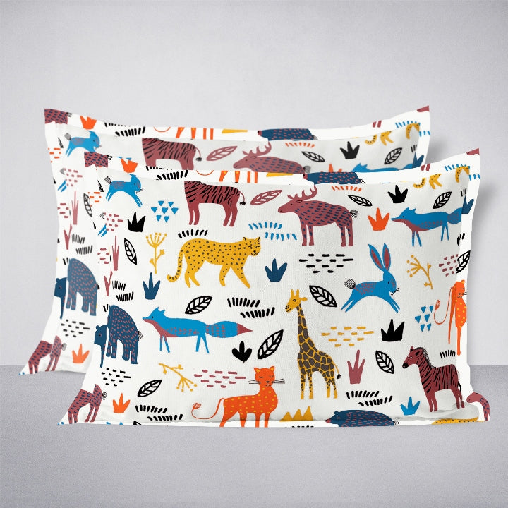 Swaas Forest Friends 100% Cotton Antimicrobial Kids Pillow Covers - hfnl!fe