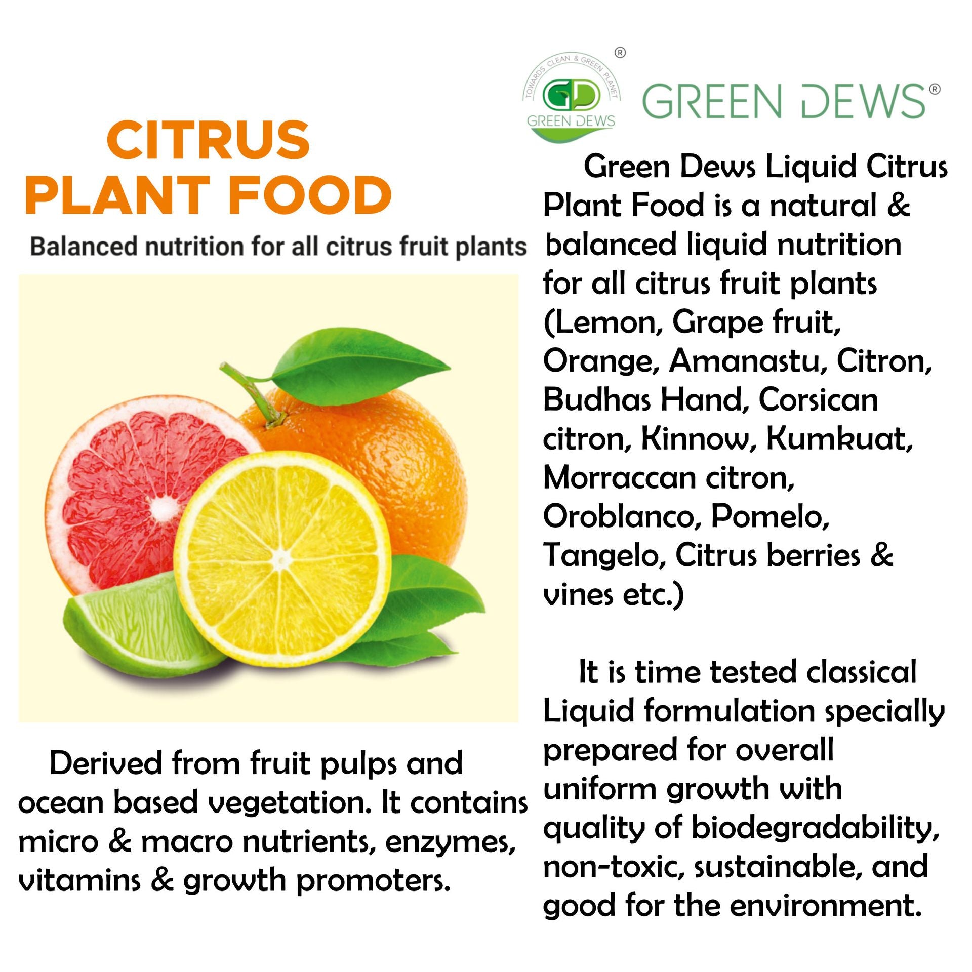 Green Dews Citrus plant fertilizer liquid for lemon plants oranges grape fruits - hfnl!fe
