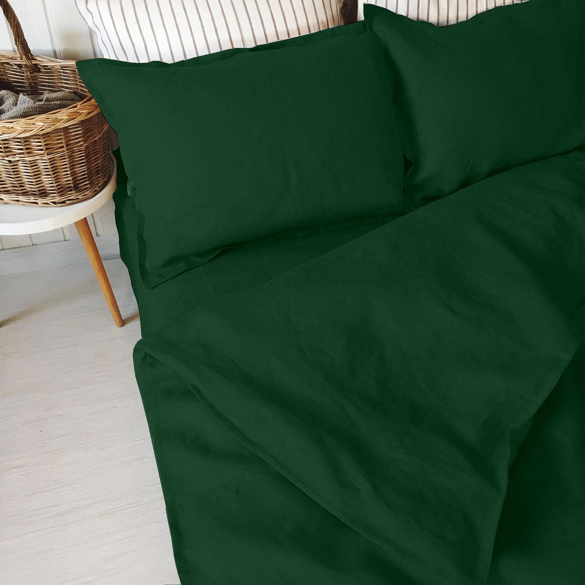 Swaas 100% Pure Linen Jo Green Luxury Bedsheet Set - hfnl!fe