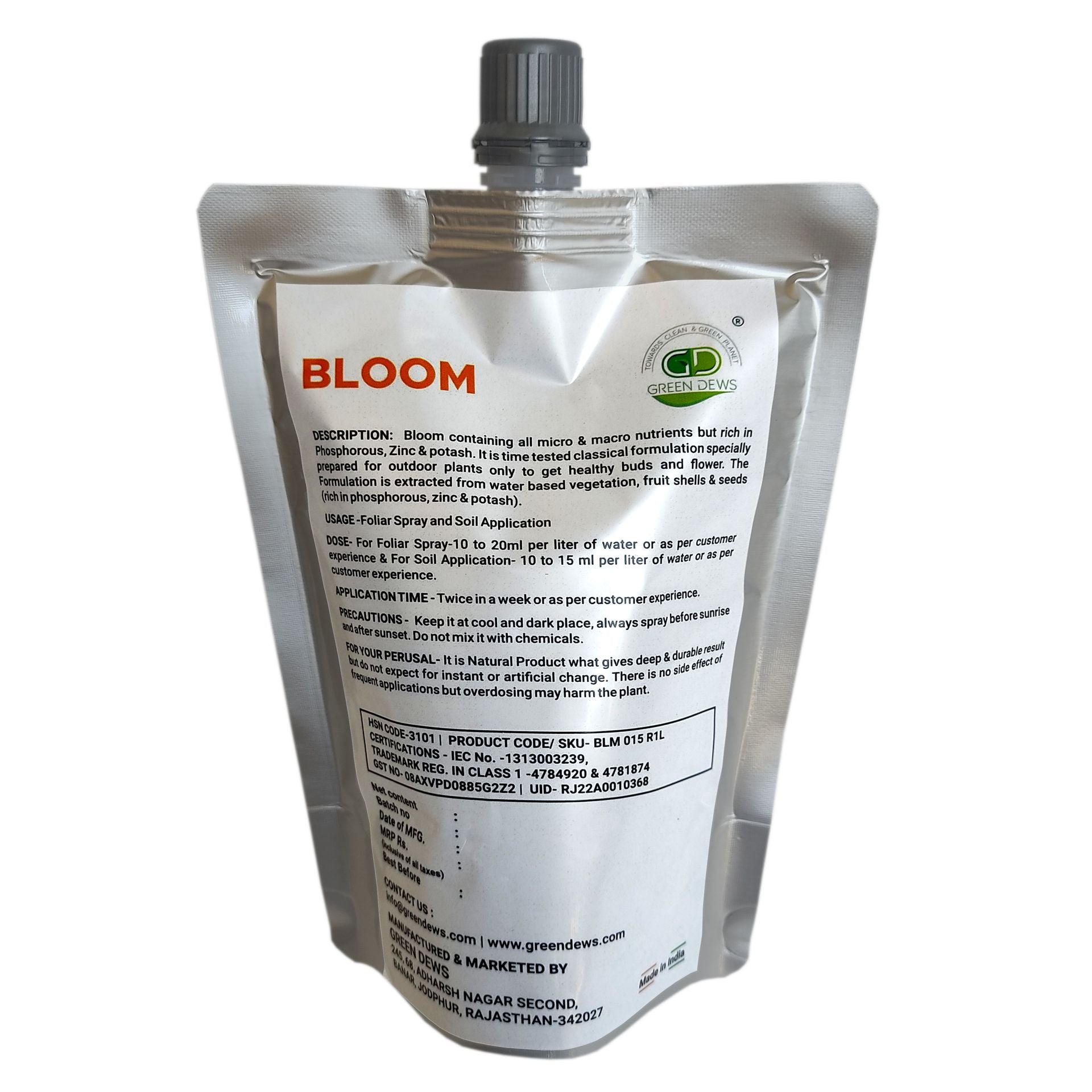 Green Dews Bloom Organic Flower Booster Fertilizer for Budding Blooming Flowering Organic Fertilizers - hfnl!fe