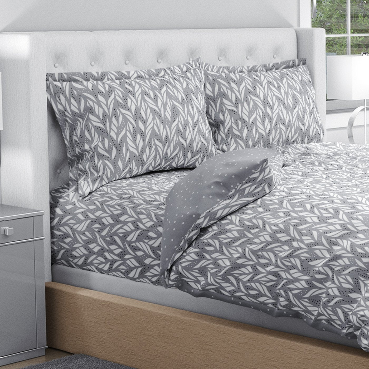 Swaas Antimicrobial 100% Cotton Foliage Floral Bedsheet Set - hfnl!fe