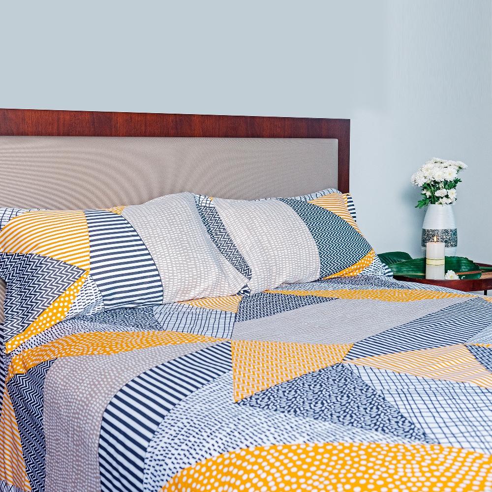 Swaas Antimicrobial 100% Cotton Mix Geo Pattern Bedsheet Set - hfnl!fe