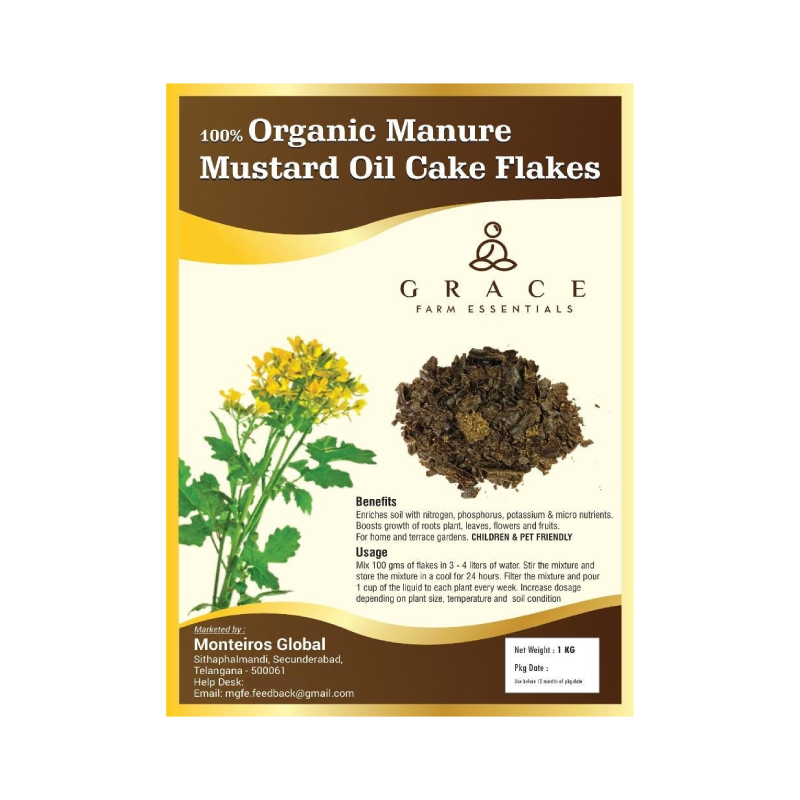 Grace Farm Essentials Mustard Oil Cake Flakes - Sarso Ki Khali (1 KG) - hfnl!fe