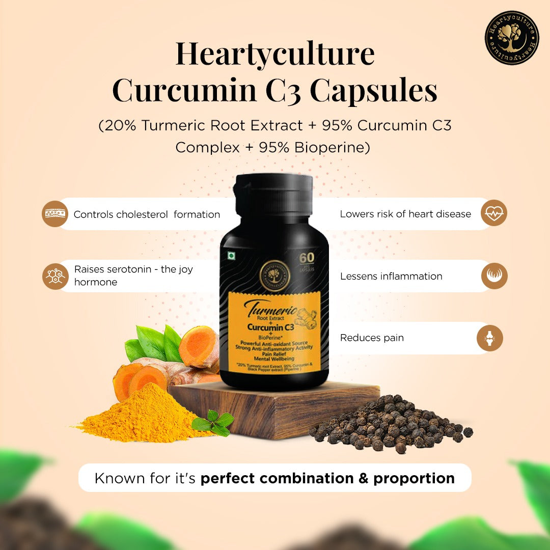 Heartyculture Turmeric Root Extract + Curcumin C3 + BioPerine