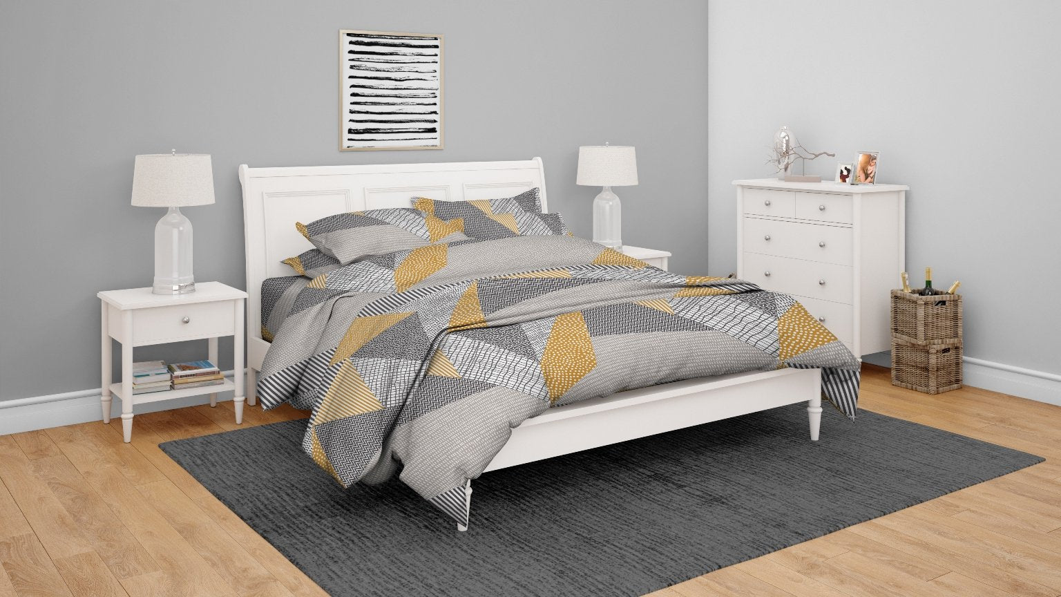 Swaas Antimicrobial 100% Cotton Mix Geo Pattern Bedsheet Set - hfnl!fe