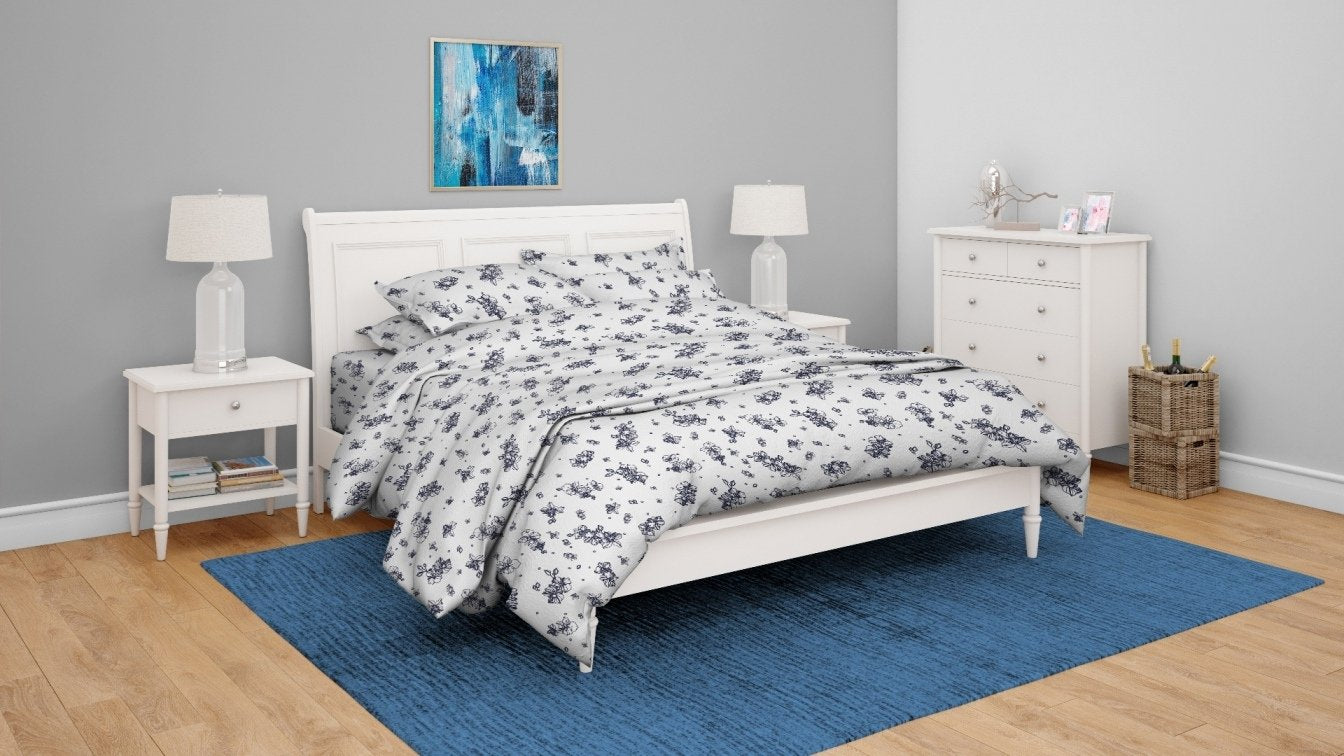 Swaas Antimicrobial 100% Cotton Linear Floral Bedsheet Set - hfnl!fe
