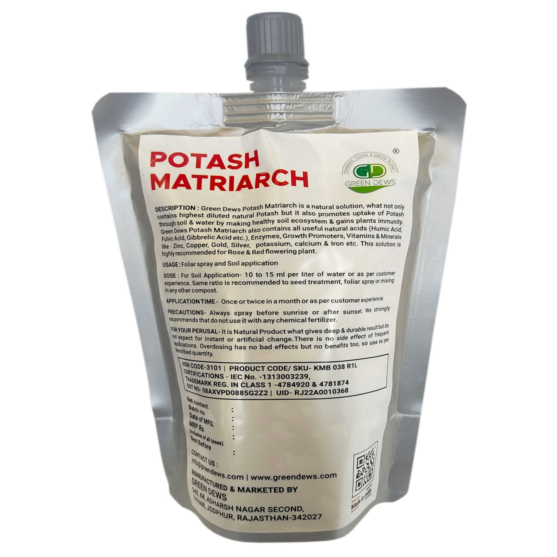 Green Dews Potash Fertilizer For Plants Organic Liquid POTASH MATRIARCH Substitute Of Potassium Nitrate - hfnl!fe