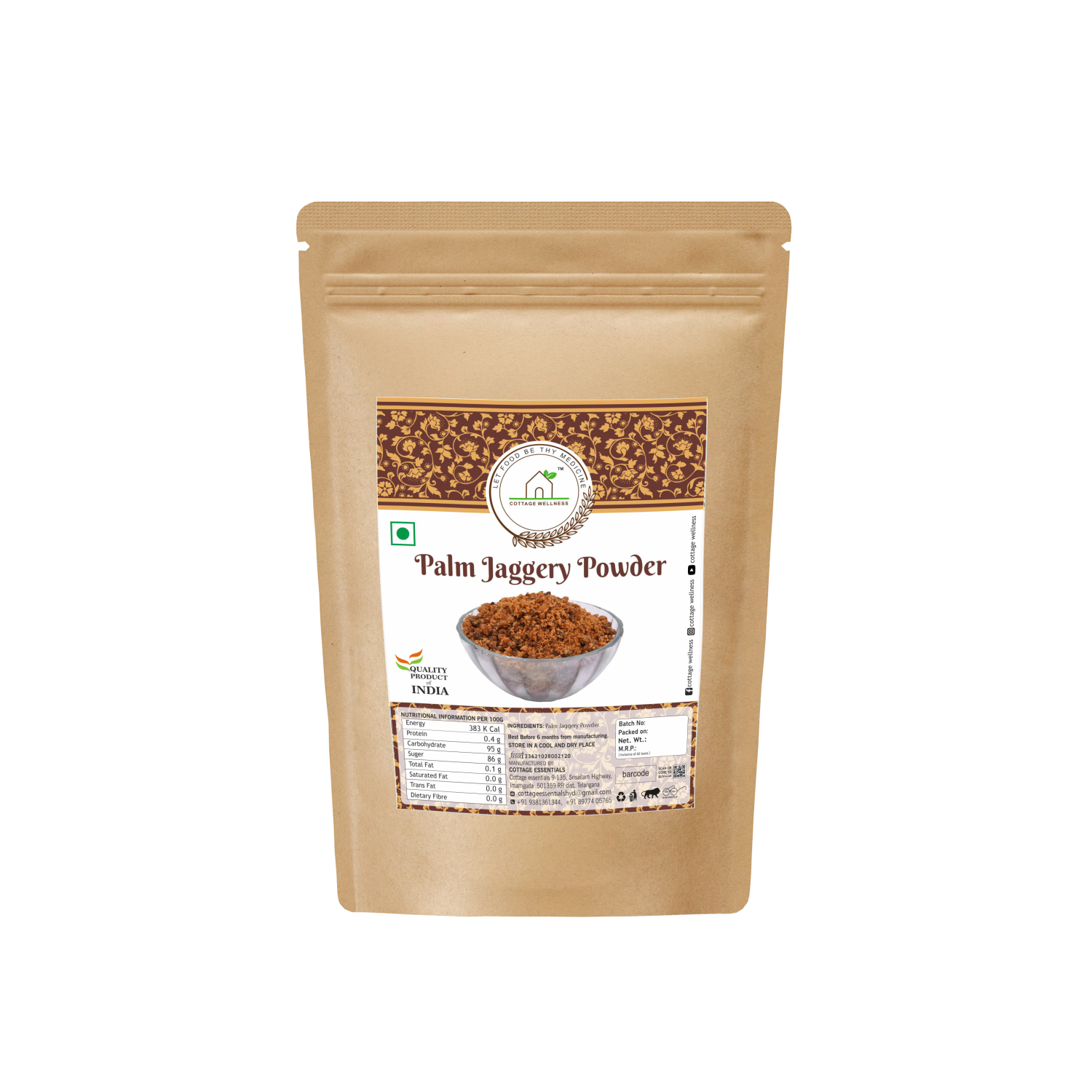 Cottage Wellness Palm Jaggery Powder 500gm - hfnl!fe