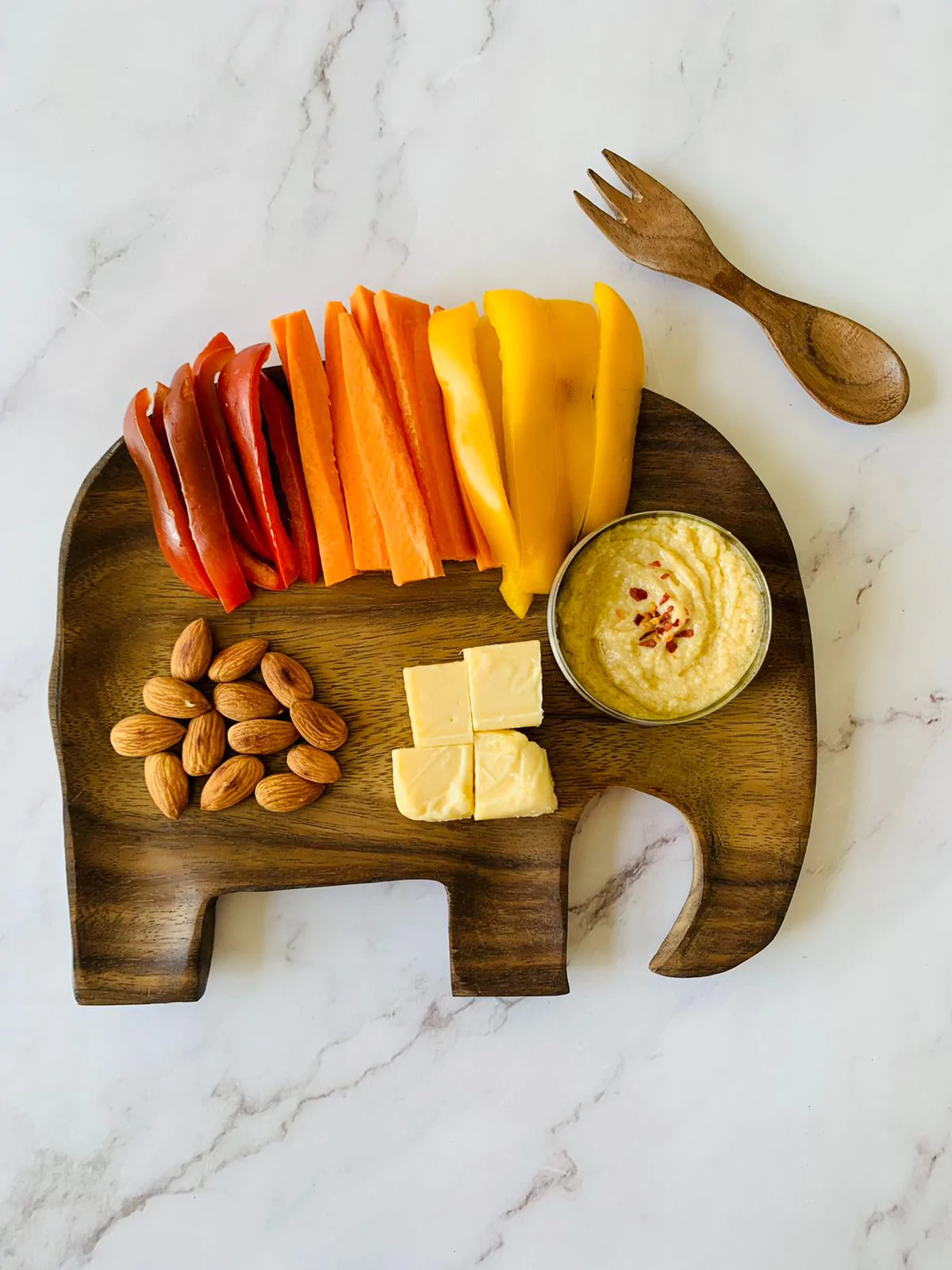 Kindora Handmade Natural Elephant Platter with Spoon cum Fork
