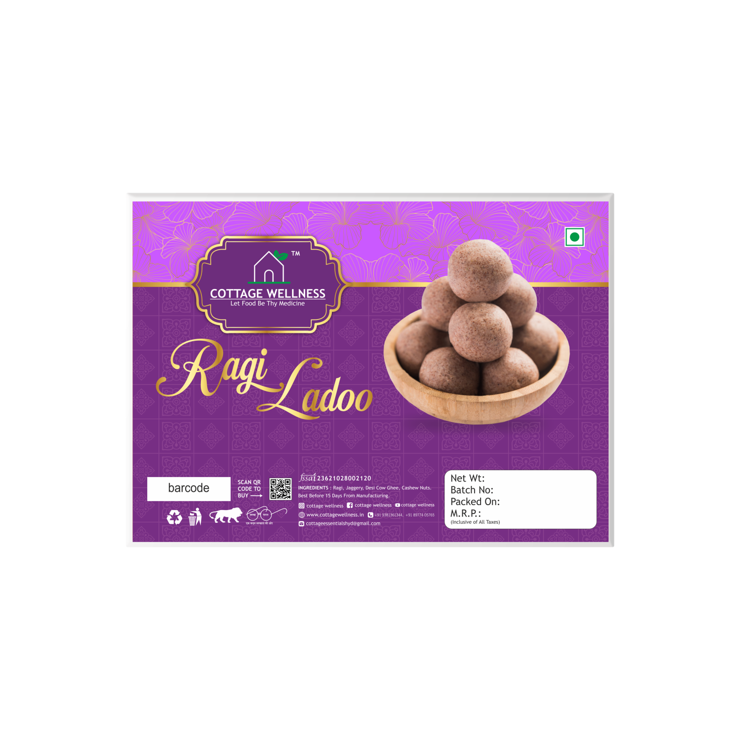 Cottage Wellness Home made Ragi Ladoo 250gm - hfnl!fe