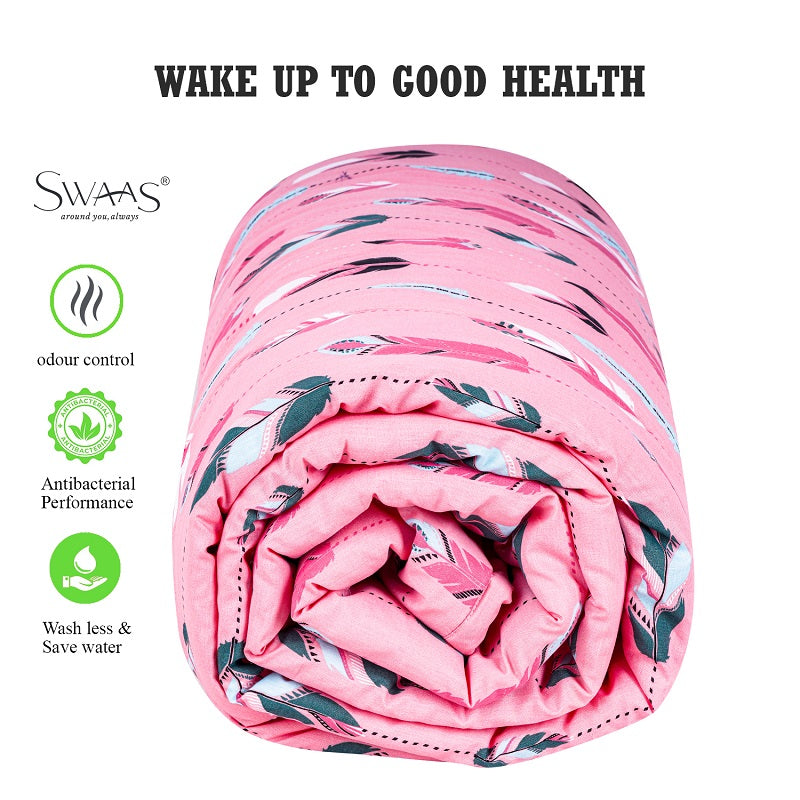 Swaas Softies 100% Cotton Antimicrobial Kids White/Pink Reversible Quilt - hfnl!fe