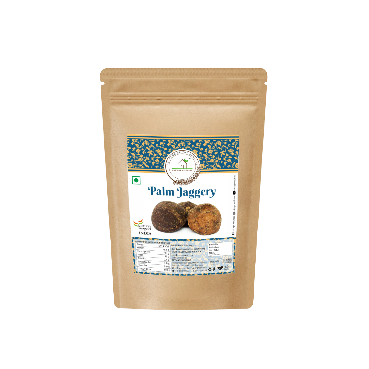 Cottage Wellness Palm Jaggery 500gm - hfnl!fe