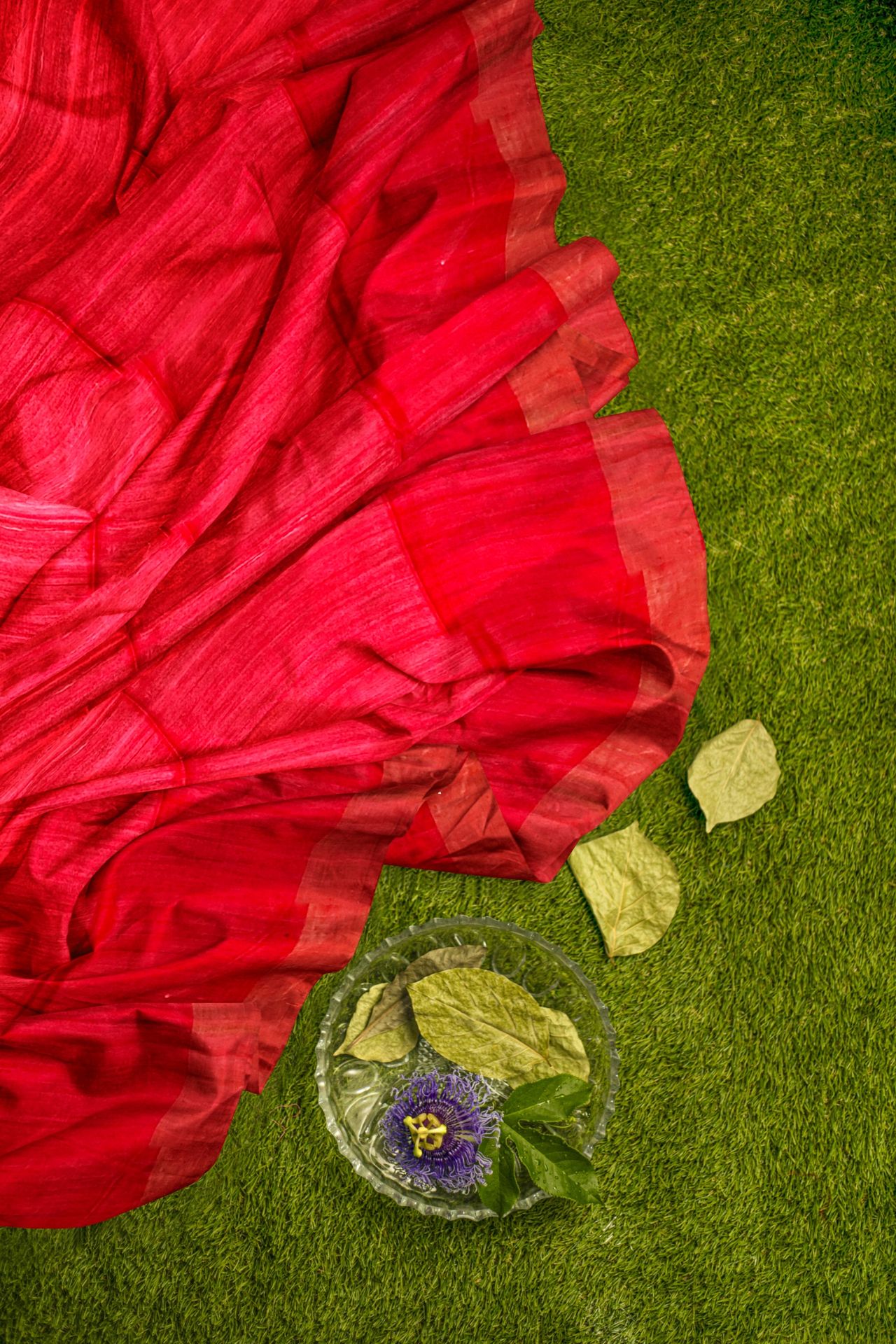 Red Bhagalpur silk handloom saree - hfnl!fe