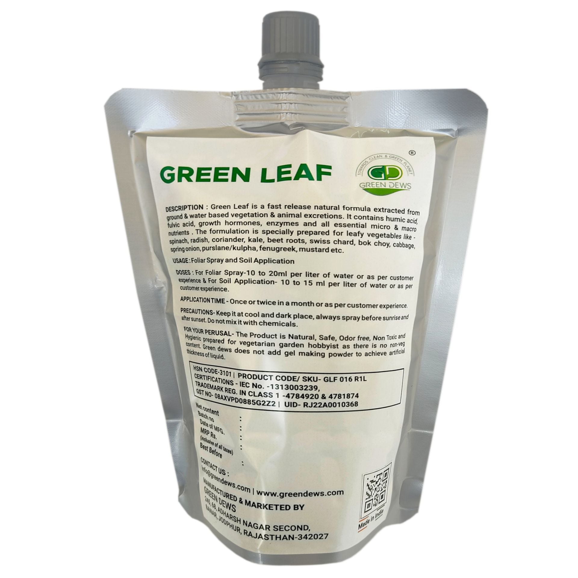 Green Dews Natural Organic Fertilizer for All Leafy green Vegetables plants Indoor and Outdoor Gardening - hfnl!fe