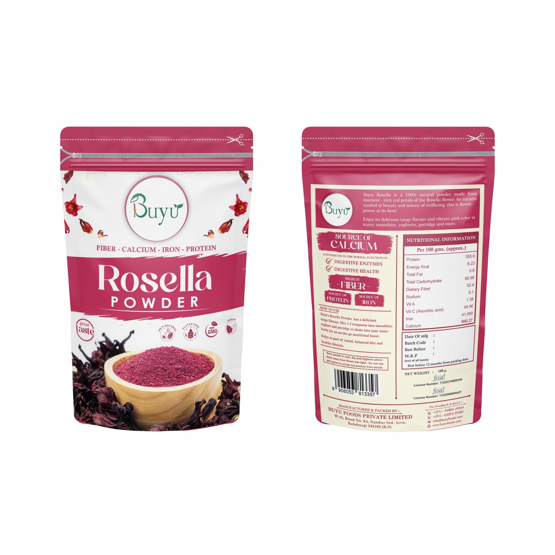 Rosella Powder (Hibiscus Sabdariffa) 100g - BUYU