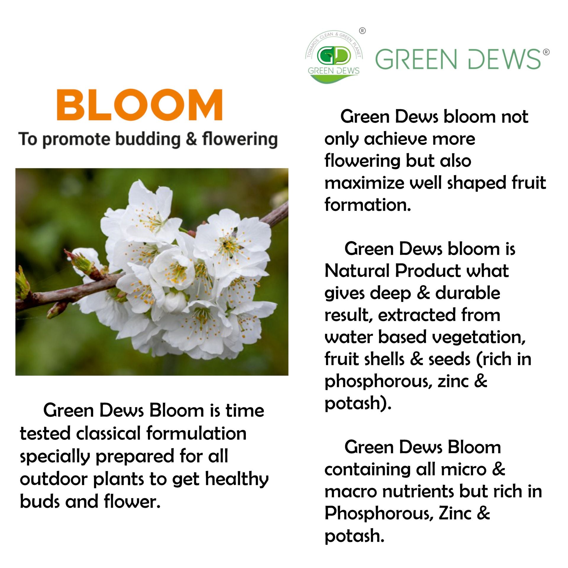 Green Dews Bloom Organic Flower Booster Fertilizer for Budding Blooming Flowering Organic Fertilizers - hfnl!fe