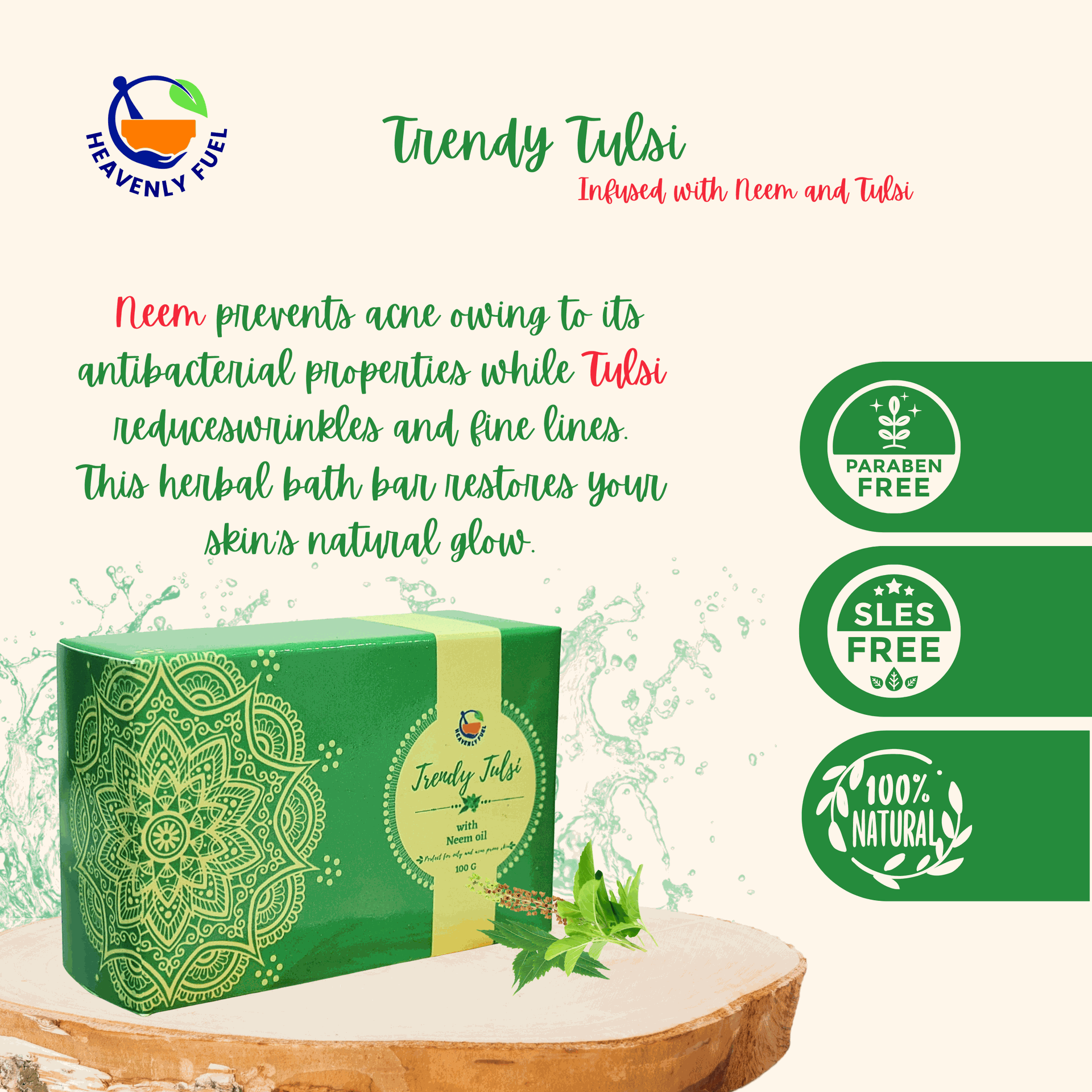 Trendy Tulsi |Handmade Butter Soap|100g - hfnl!fe