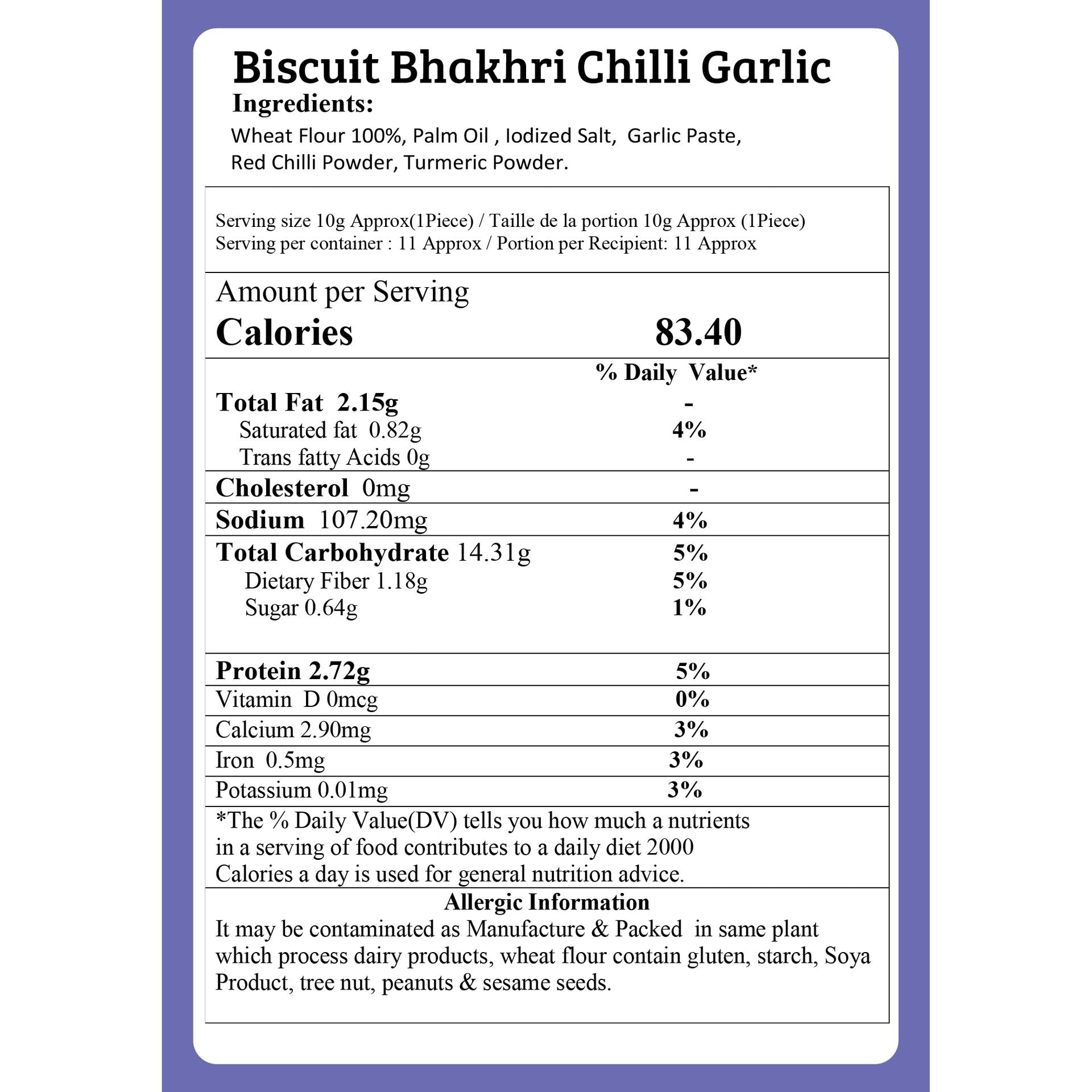 BISCUIT BHAKHRI CHILLI GARLIC COMBO (PACK OF 2) (180GX2) - hfnl!fe