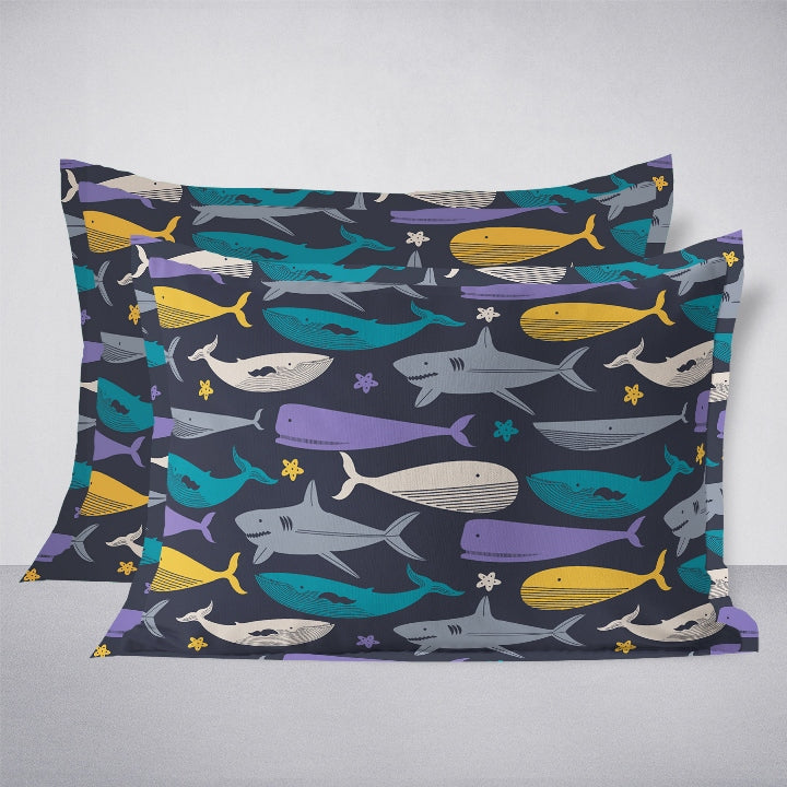 Swaas Blue Wonder 100% Cotton Antimicrobial Kids Pillow Covers - hfnl!fe
