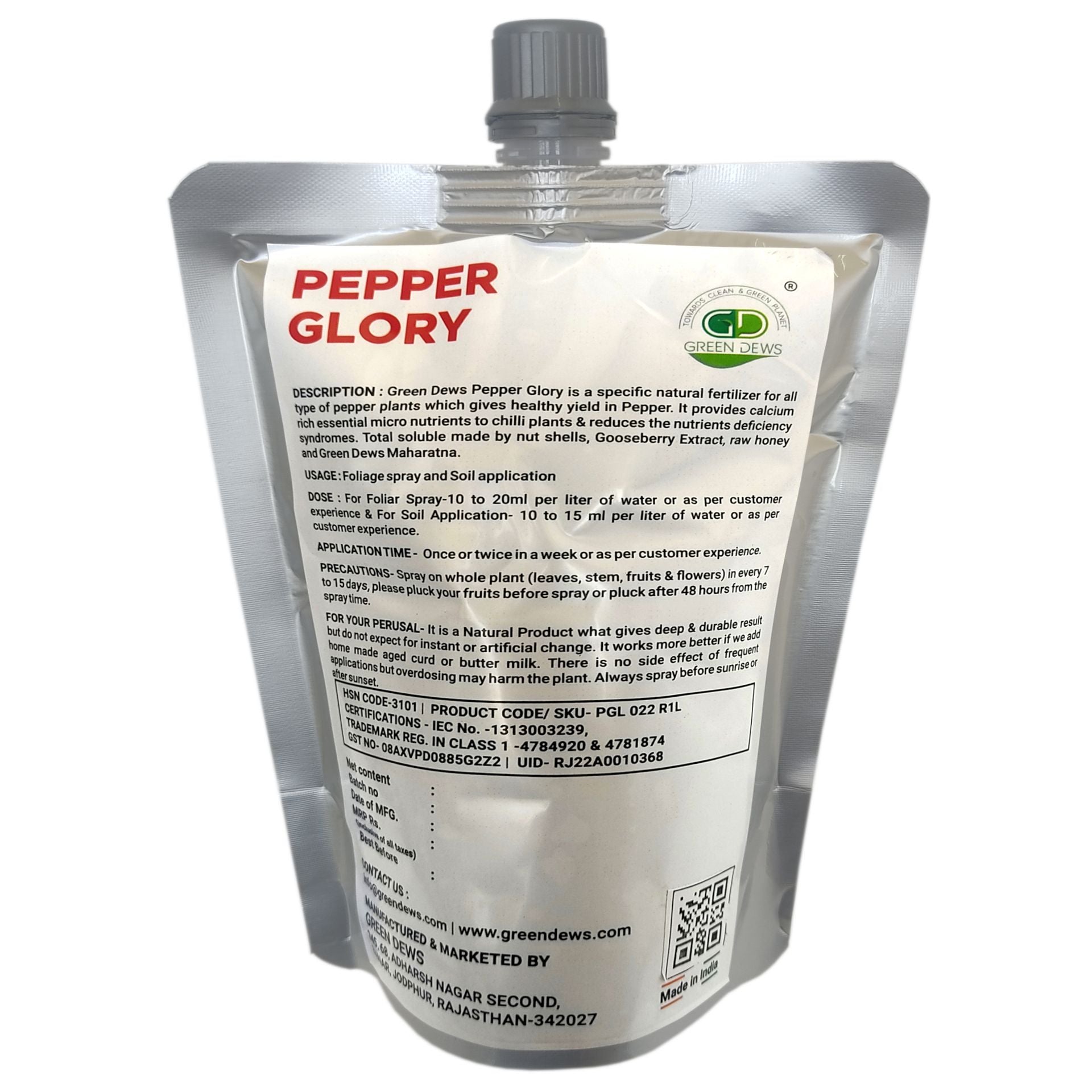 Green Dews Pepper Glory Fertilizers for Pepper capsicum Chilli Plants Organic Plant Fertilizer for home plants garden - hfnl!fe