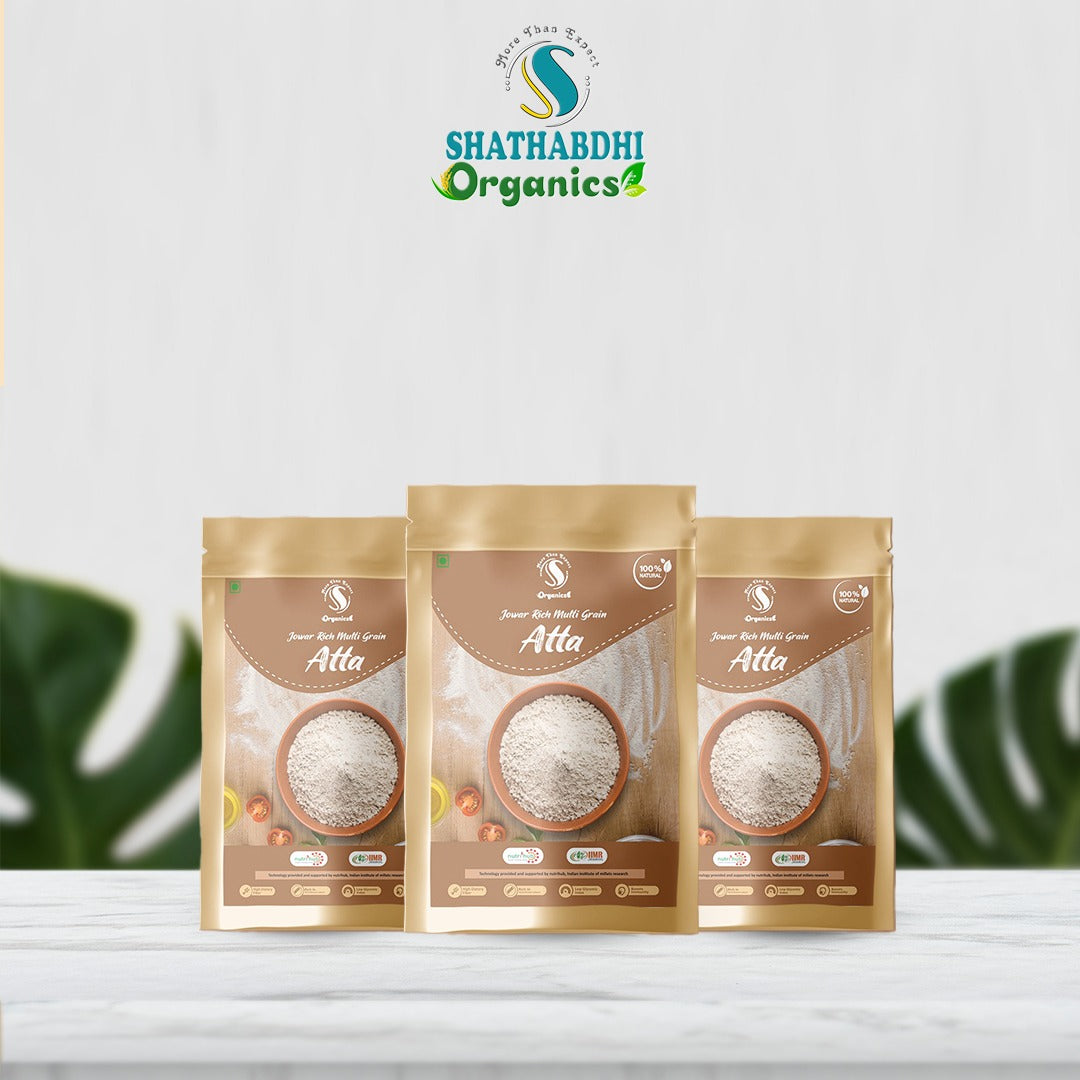 SHATHABDHI ORGANICS MULTI MILLET ATTA PACK OF 3 X 1Kg - hfnl!fe