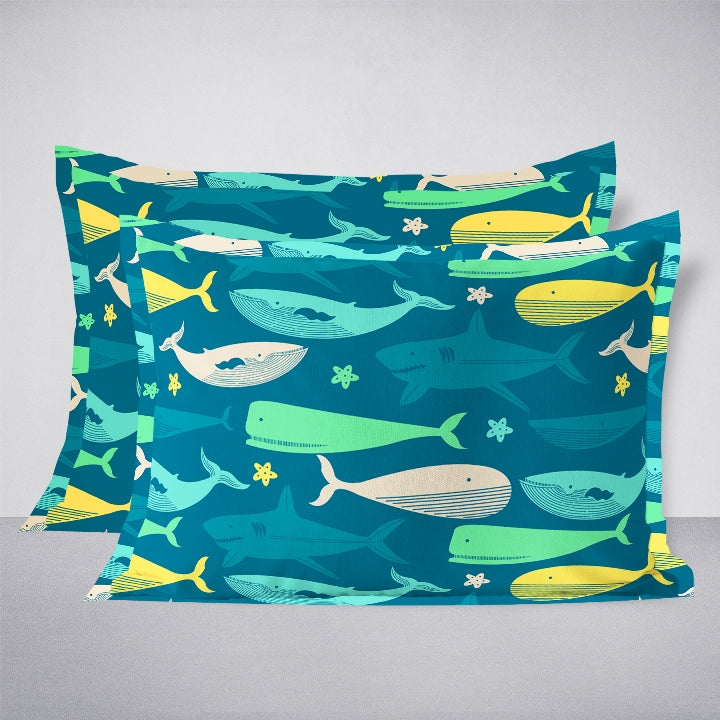 Swaas Blue Wonder 100% Cotton Antimicrobial Kids Pillow Covers - hfnl!fe