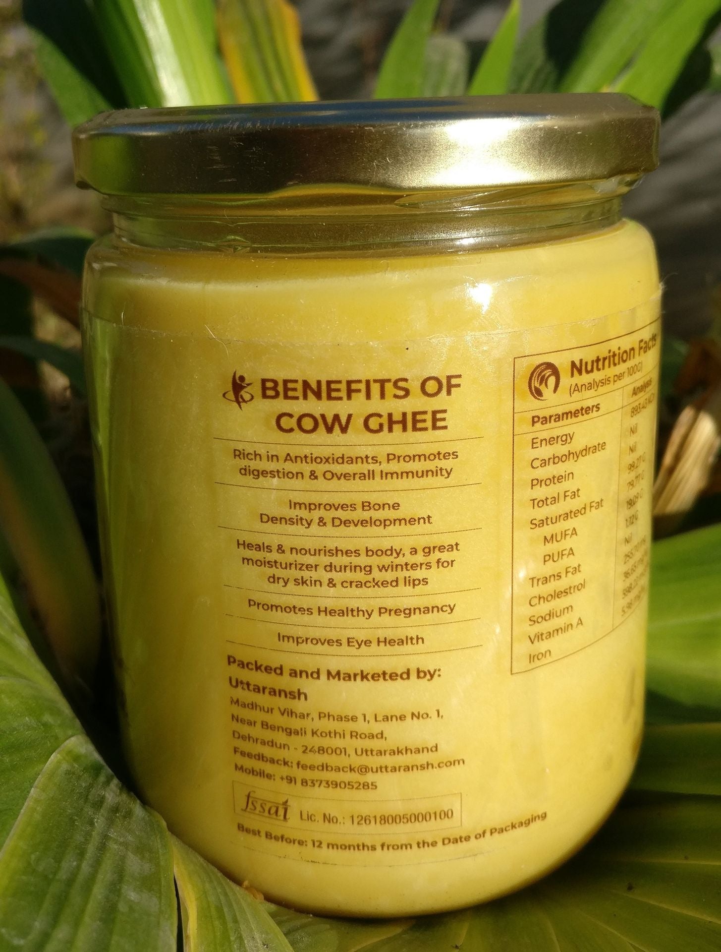 Uttaransh Bilona Badri Cow Ghee - 500 ml - hfnl!fe