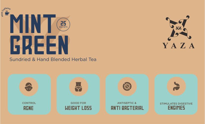 Yaza Mint Green Tea - Rejuvenate & Reinvigorate Oneself - loose tea sachets (100grams) - hfnl!fe