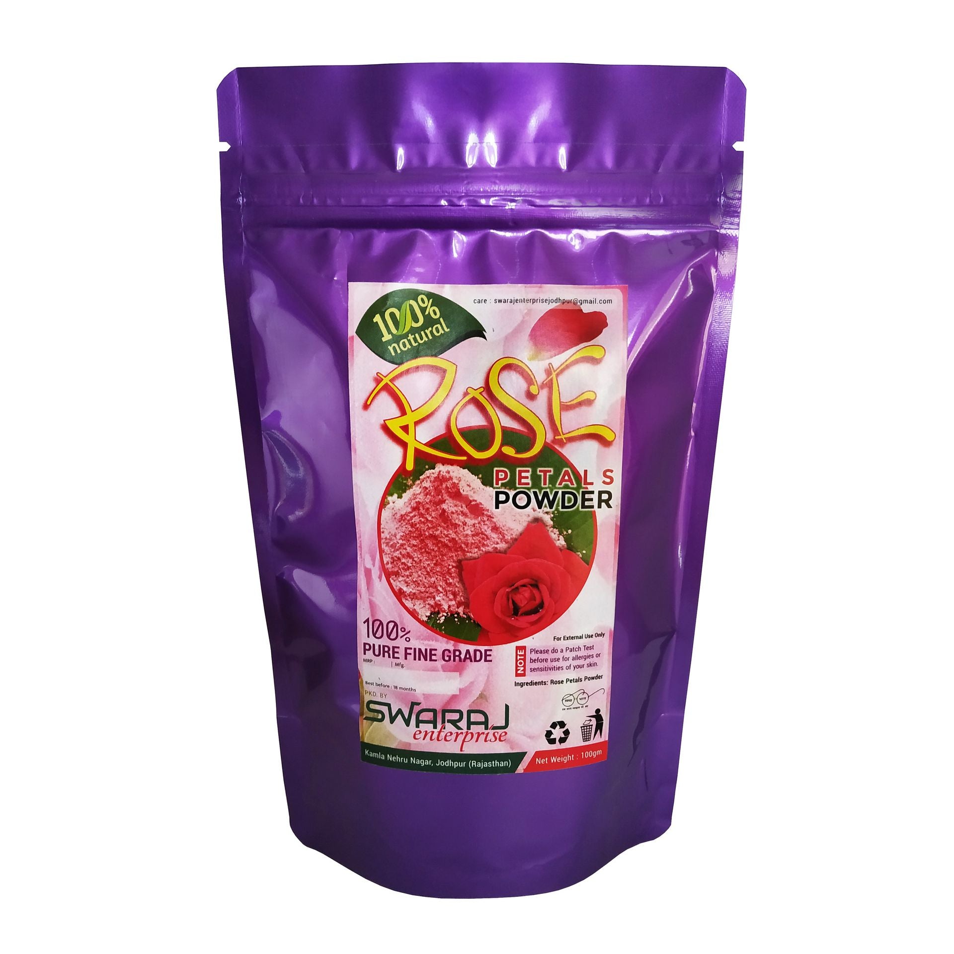 Swarajkart Rose Petals Powder (100gm Zipper Pouch) - hfnl!fe