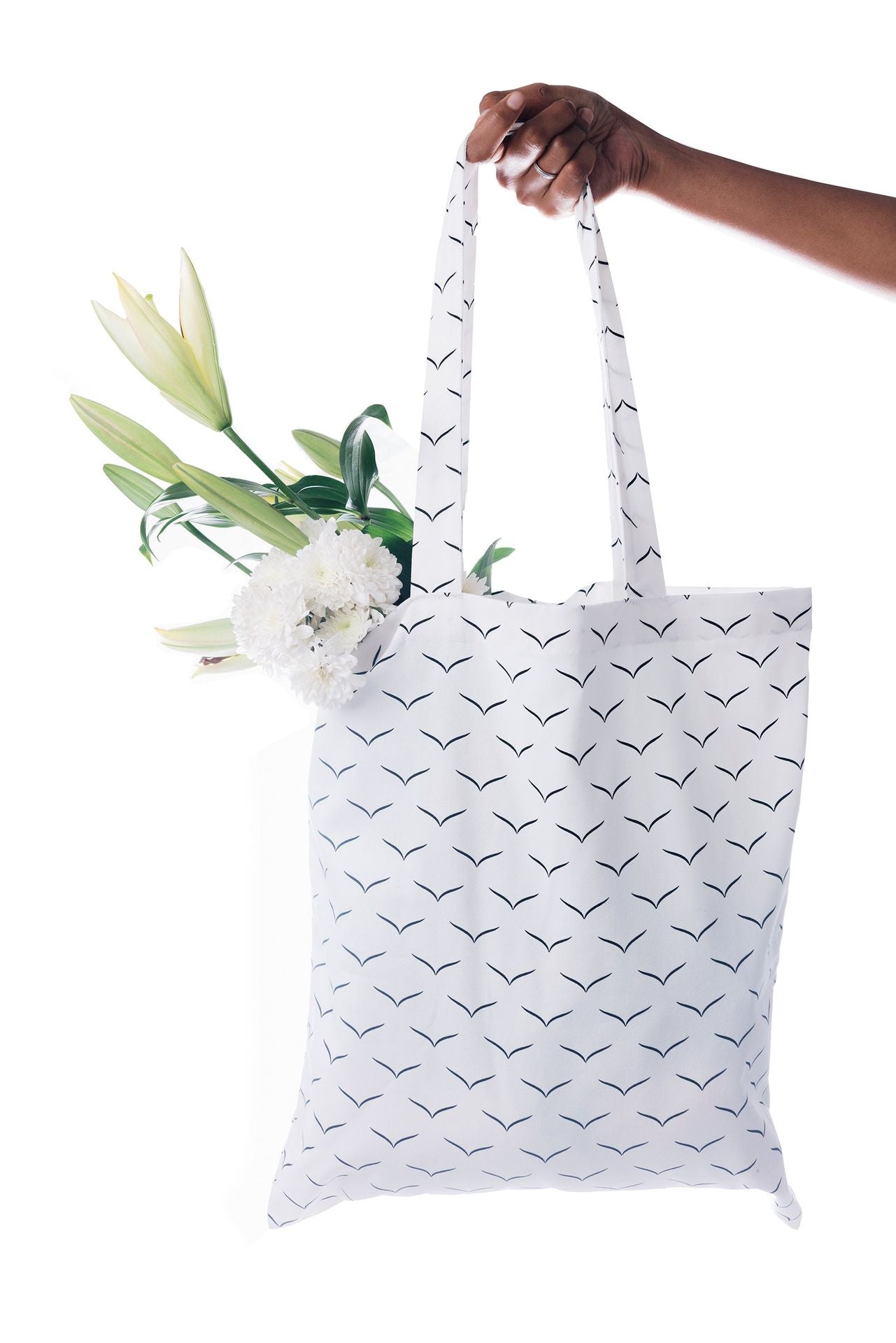 Swaas 100% Cotton Splash-Proof White/Black Tote Bag for Women - hfnl!fe