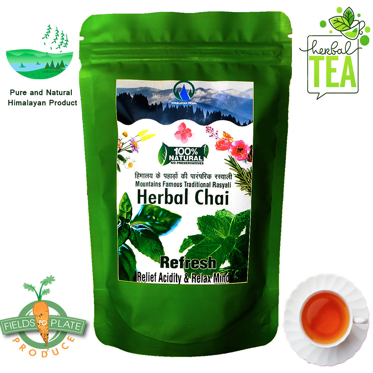 Himalayan Mountains Famous Rasyali Refresh Herbal 100 gm Tea ,10x effective than Green Teas - hfnl!fe