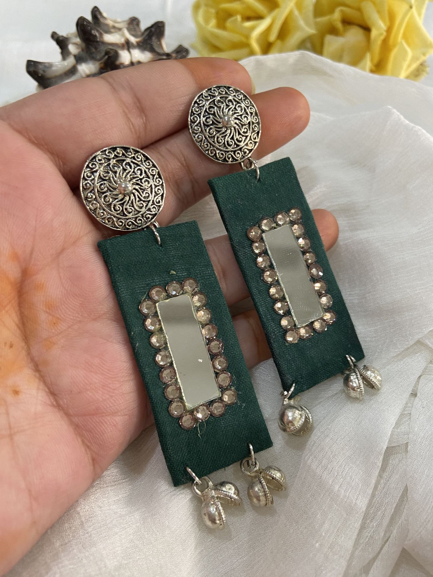 Blue Boho Antique silver gemstone handmade earrings at 1850  Azilaa