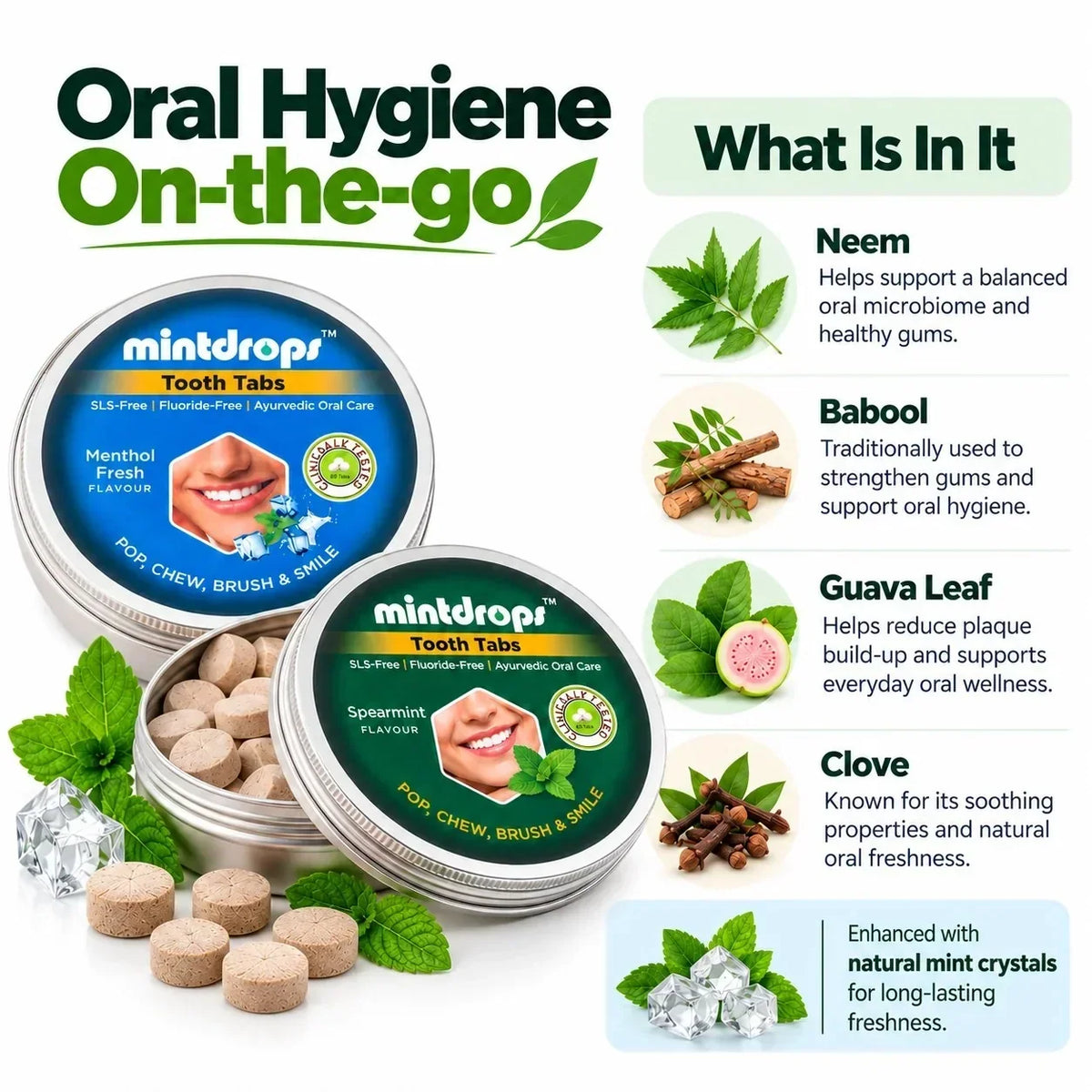 Mintdrops Tooth Tabs (Menthol Fresh) - Adventure & Travel Oral Care