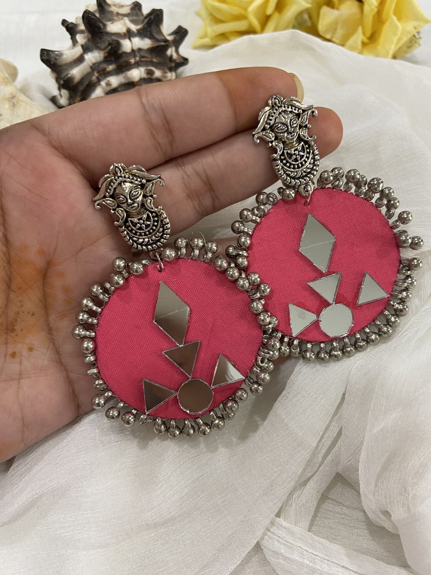 Durga- Mirror Handmade Earrings