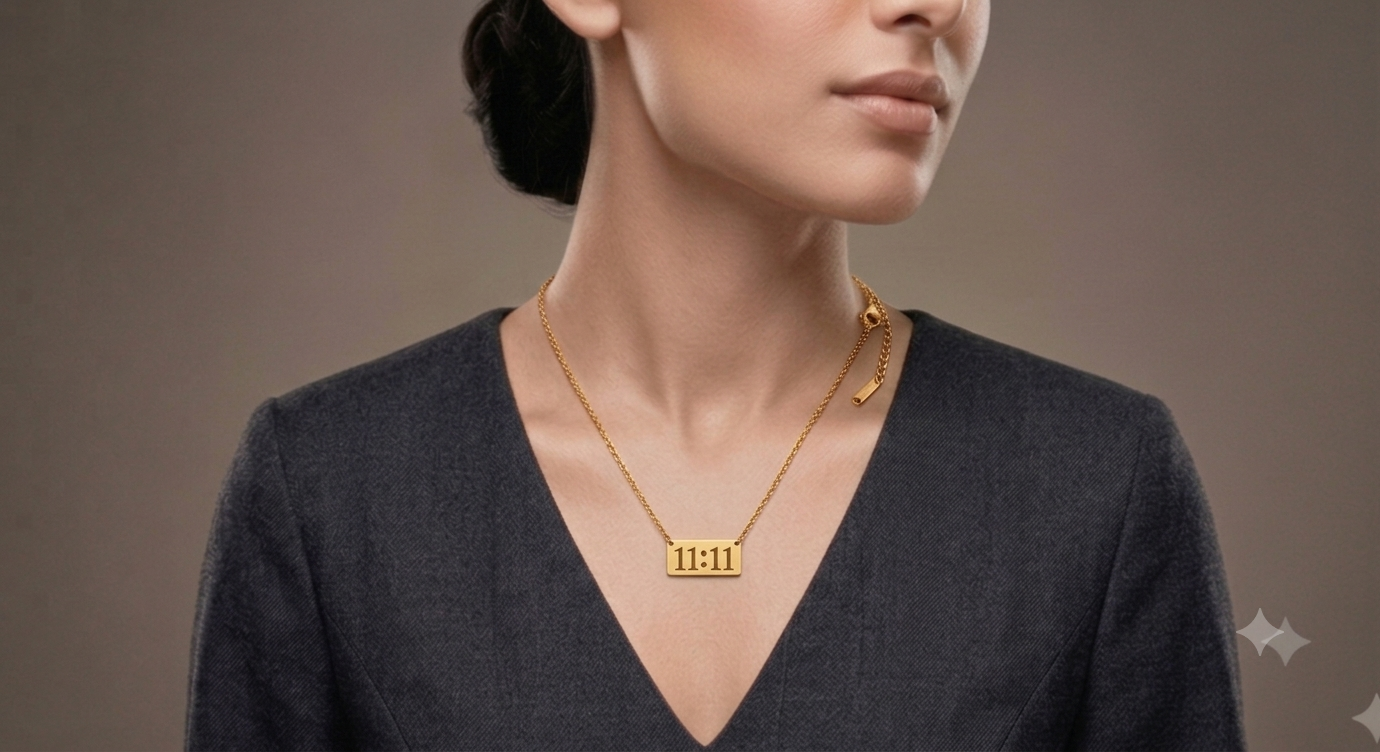 BeYoou.Bling 11:11 Angel Number Bar Necklace – Anti-Tarnish Gold Plated Minimalist Pendant