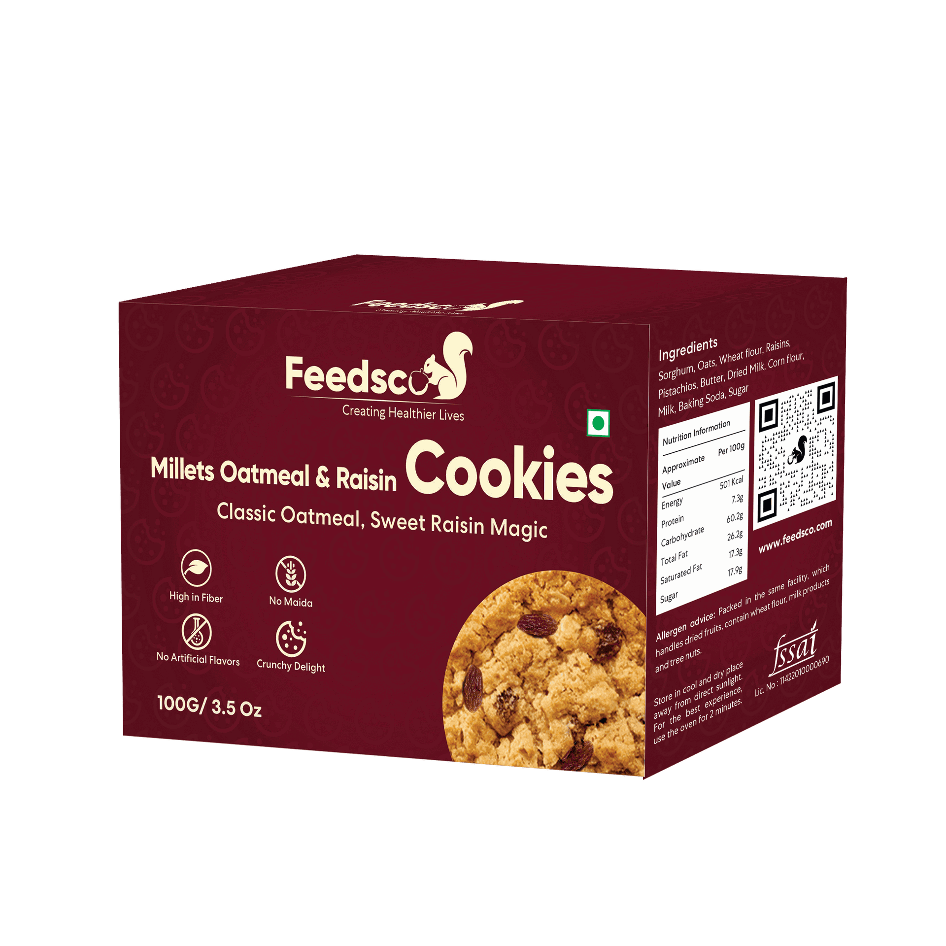 Feedsco Millets Oatmeals & Raisins Cookies Tasty & Healthy Cookies N